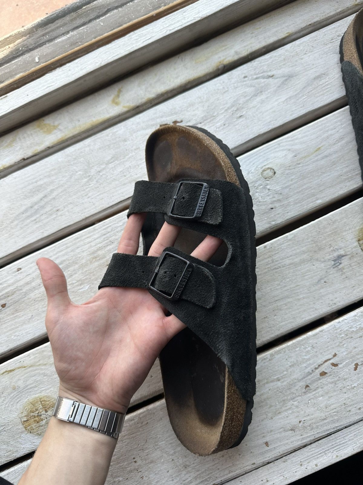 Birkenstock 🚨Vintage Birkenstock 46 black Luxe Sandals rare slides Size US 13 / EU 46 - 2 Thumbnail