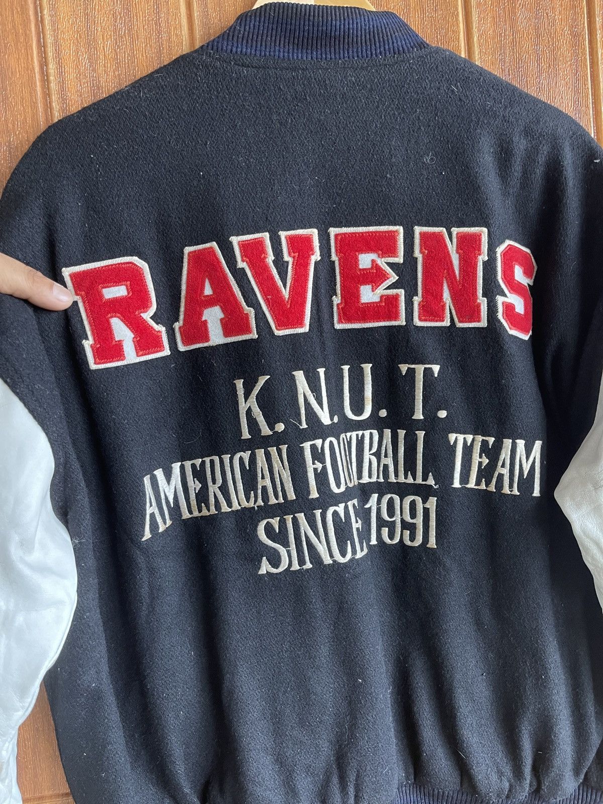 NFL Rare🔥Vtg 90s RAVENS KNUT Varsity Leather Jacket Size US XL / EU 56 / 4 - 10 Thumbnail