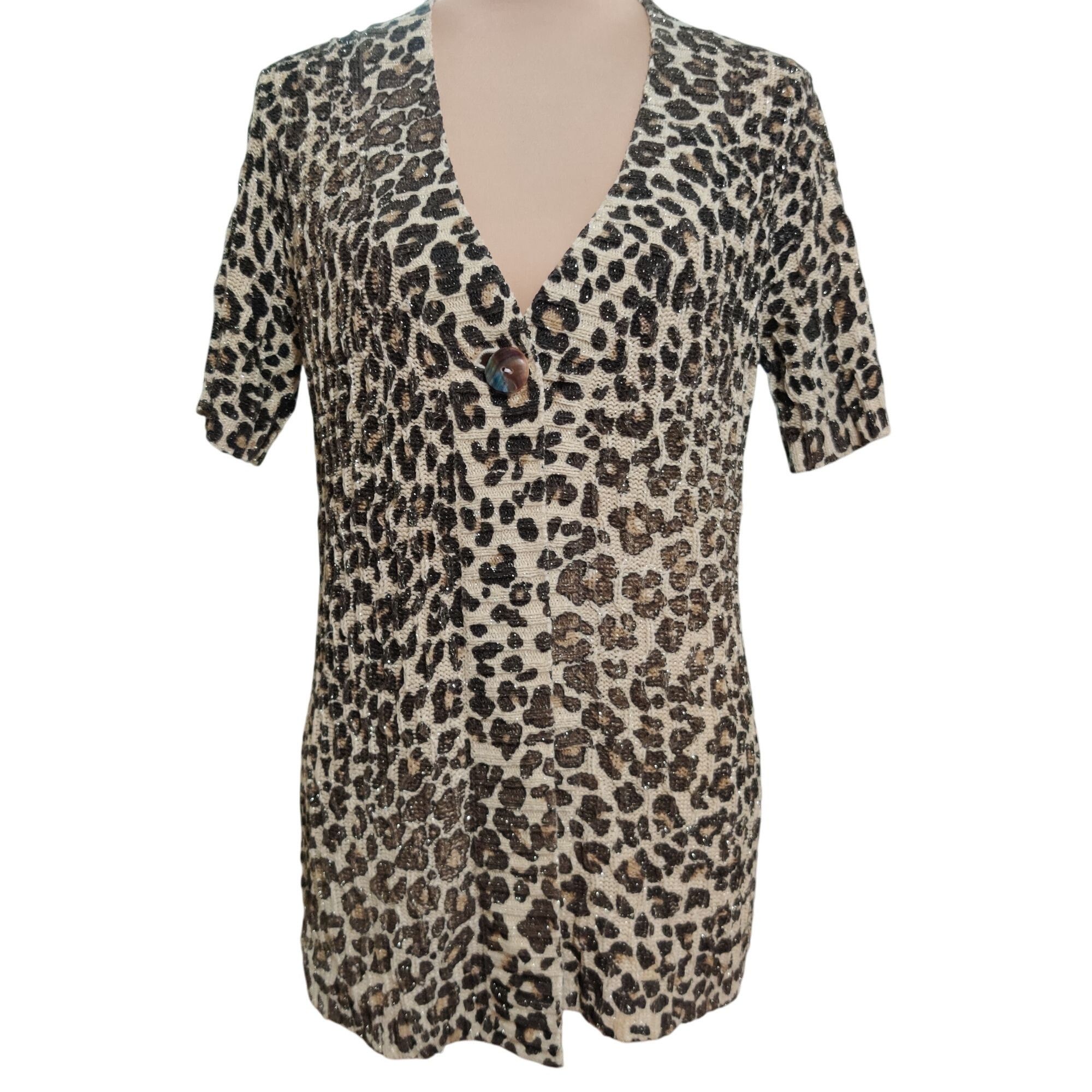 Other Chicos Womens Cardigan Sweater Leopard Animal Print Sequin B Size M / US 6-8 / IT 42-44 - 1 Thumbnail