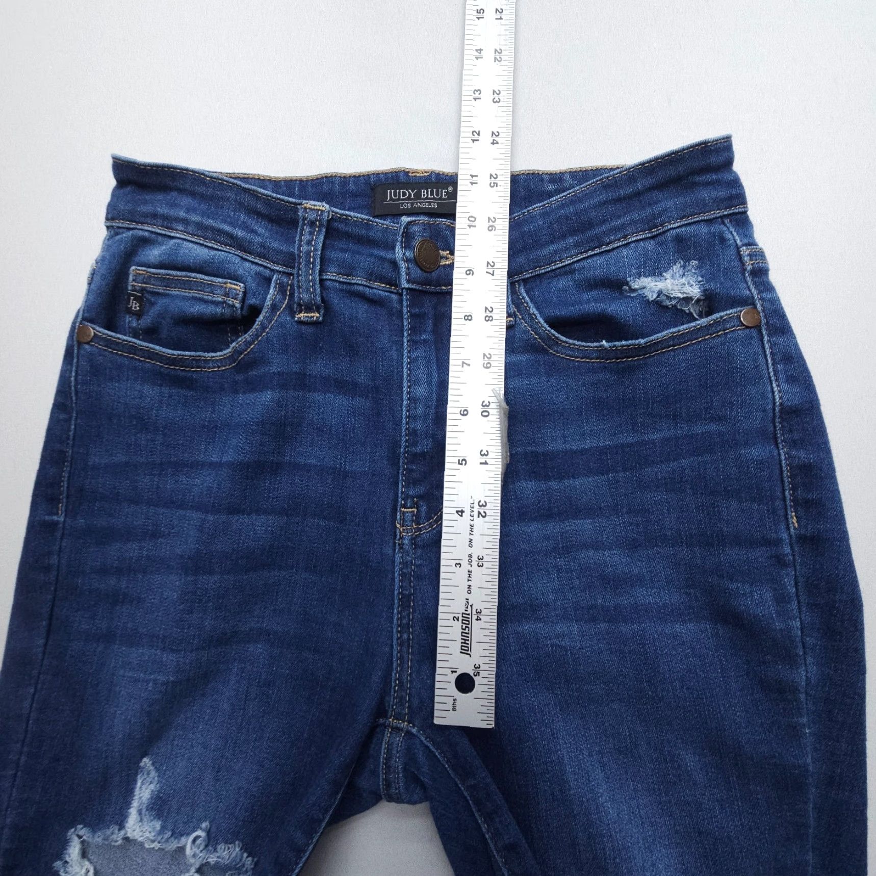 Denime Judy Blue Skinny Fit Jeans Womens 5 27 Dark Wash Blue Distressed Denim Stretch Size 27" / US 4 / IT 40 - 6 Thumbnail