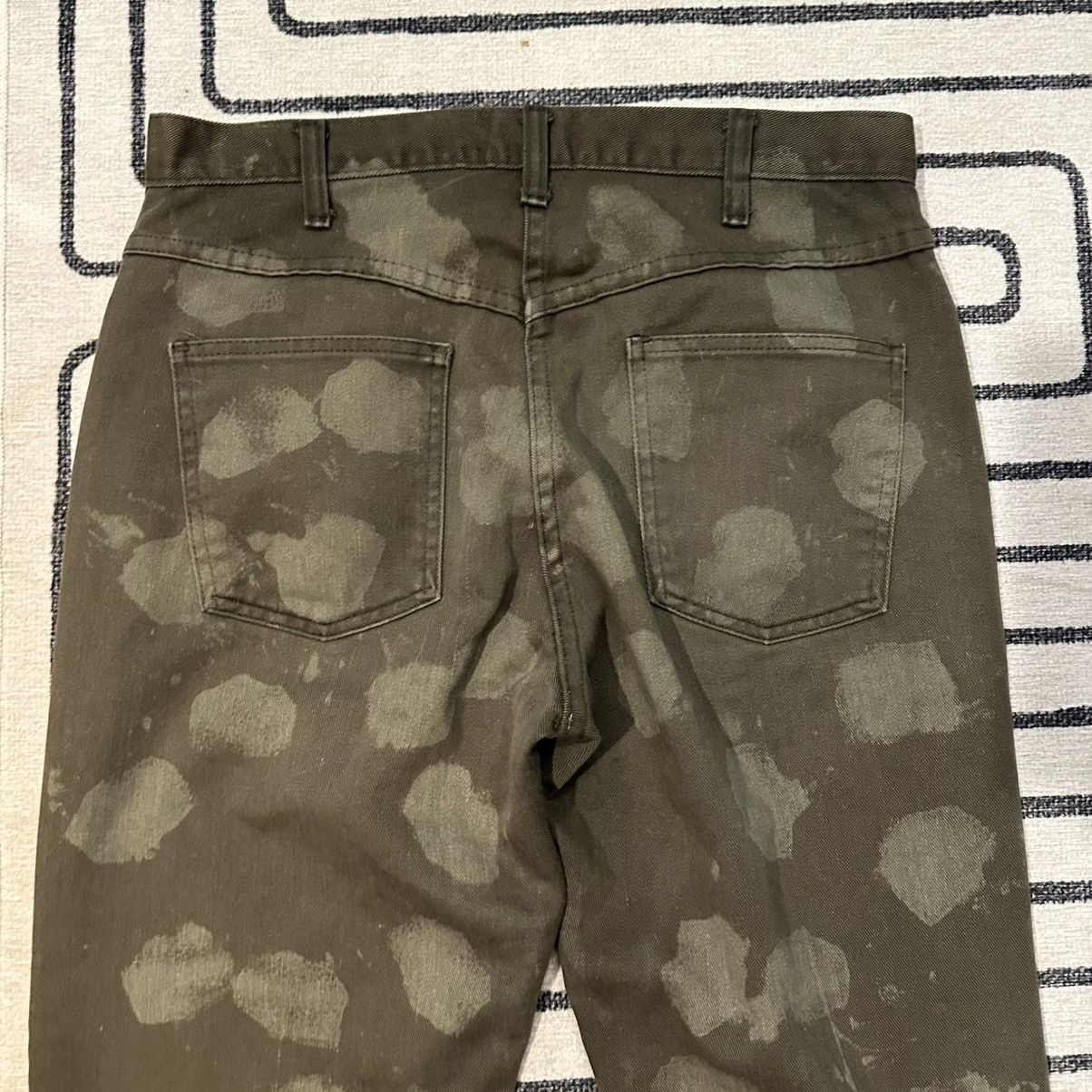 Vintage Archive VTG 70s Distressed Bleach Olive Jean Talon 42 Zipper Size US 31 - 6 Thumbnail