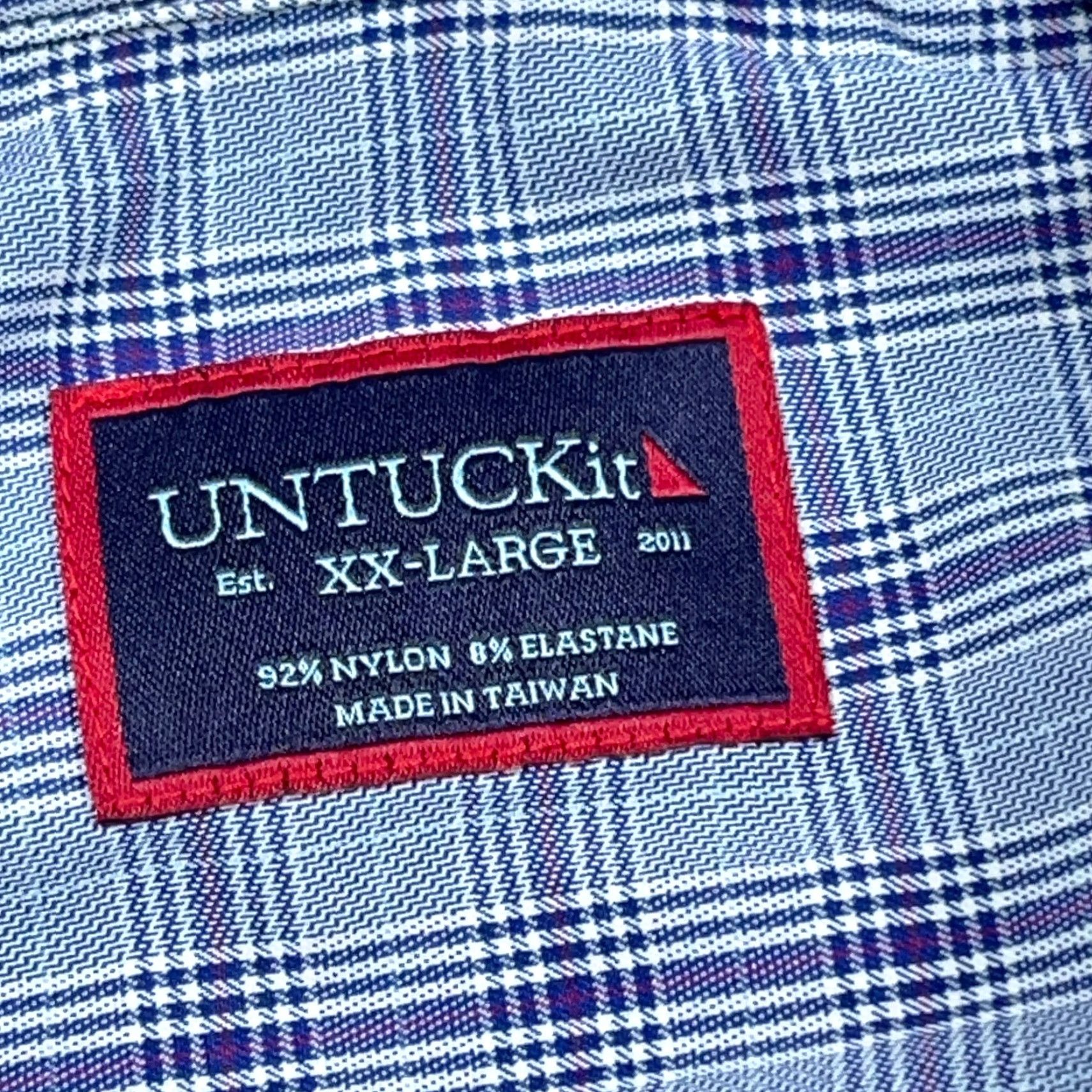 UNTUCKit UNTUCKit Shirt Men XXL Purple Plaid Button Nylon Performance Stretch Dress Shirt Size 48R - 4 Thumbnail
