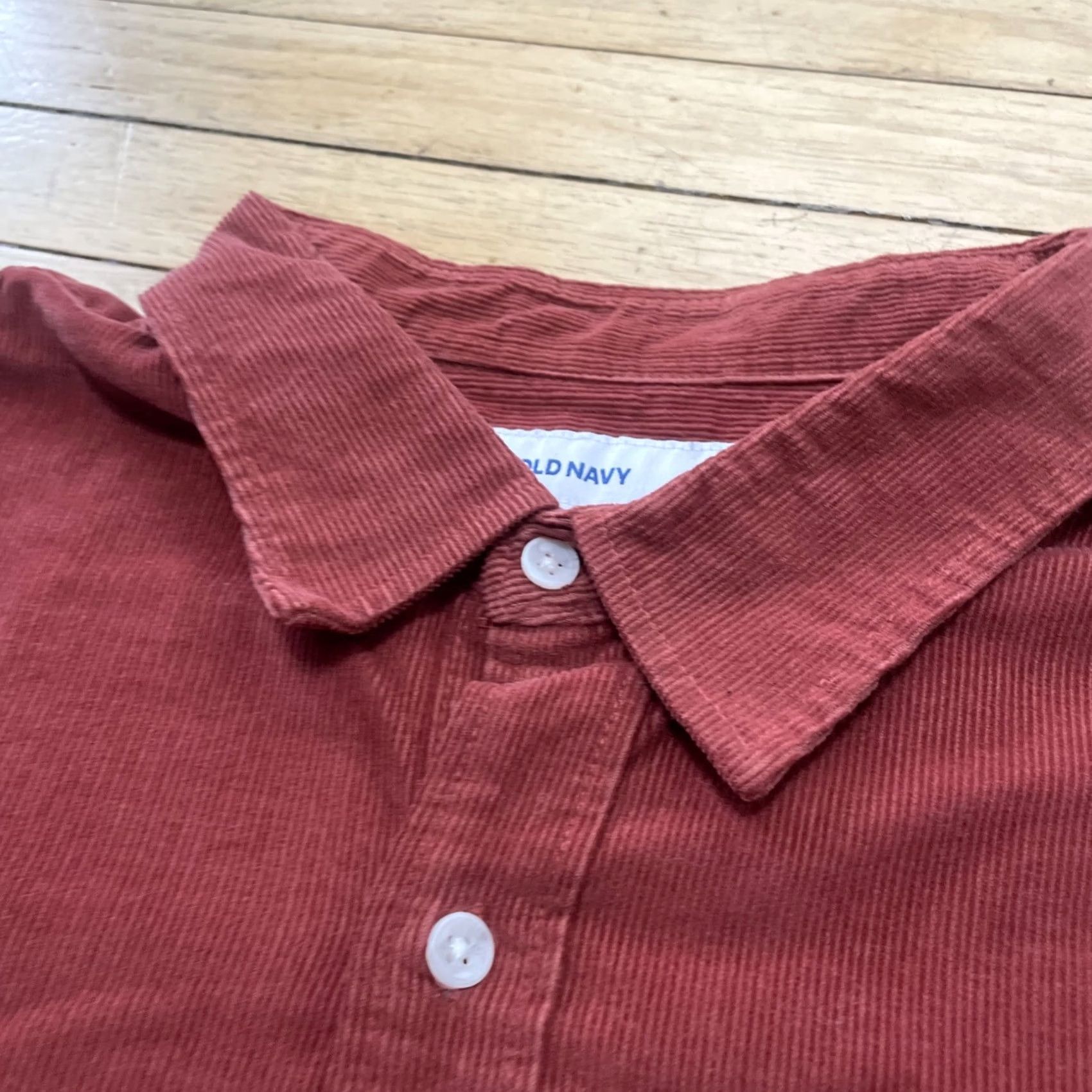 Old Navy VINTAGE Old Navy Corduroy Long Sleeve Shirt Men 2XL Burnt Orange Brown Sienna Thin Wale Size US XXL / EU 58 / 5 - 3 Thumbnail