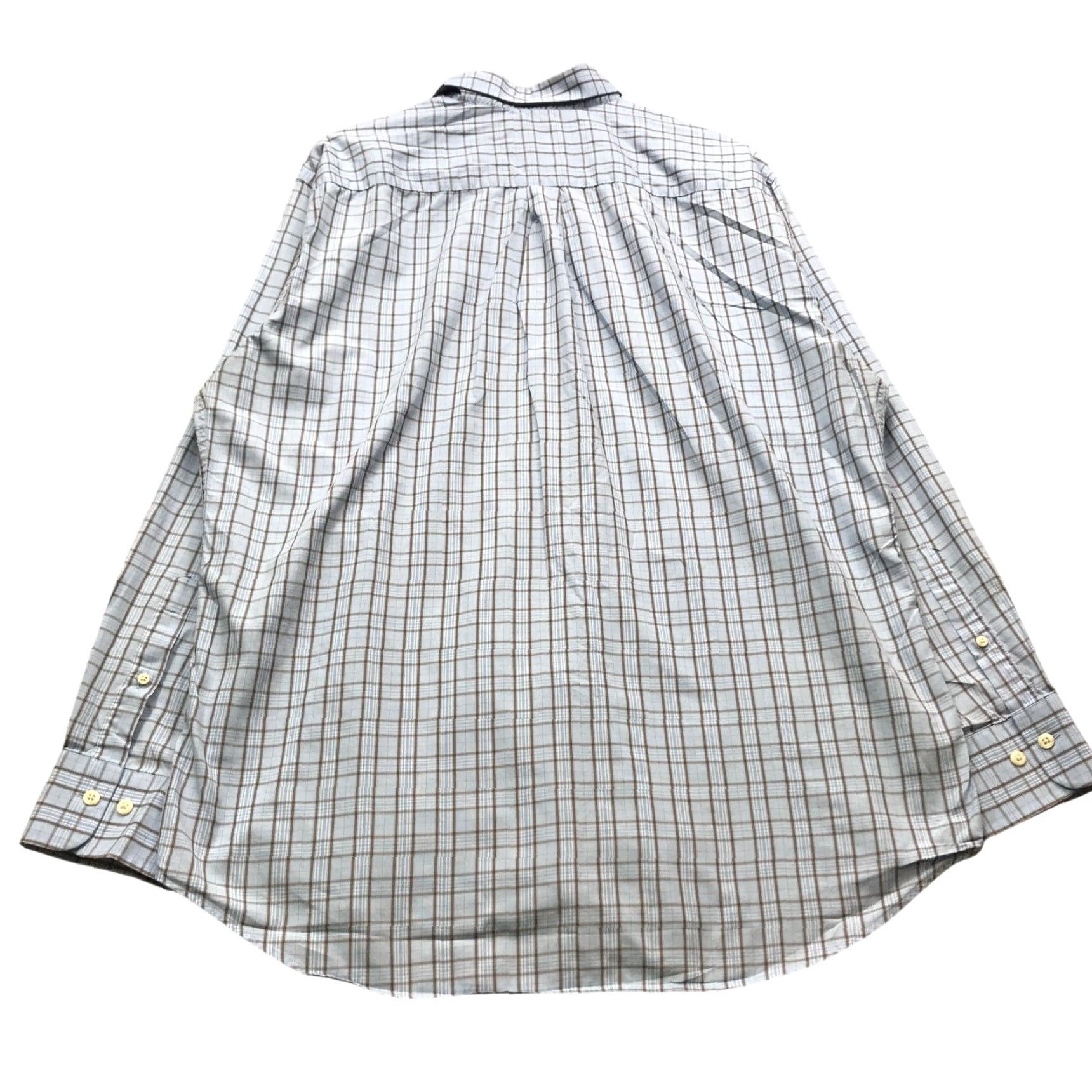 Peter Millar Peter Millar Button-Down Long Sleeve Dress Shirt Mens XL Blue Brown Plaid Check Shirt Size 46R - 2 Thumbnail