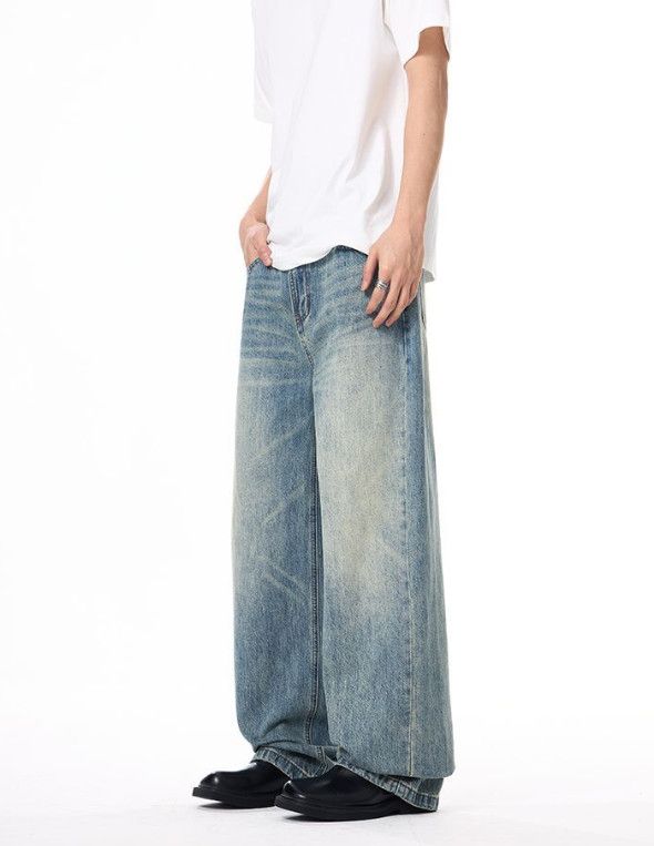Jean Men's American retro high street whisker baggy jeans Size US 32 / EU 48 - 3 Thumbnail