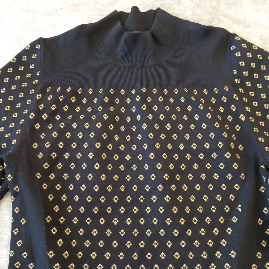 Nicole Miller Nicole Miller Sheath Dress XL Black Geometric Midi Long Sleeve Pullover New Size XL / US 12-14 / IT 48-50 - 2 Thumbnail