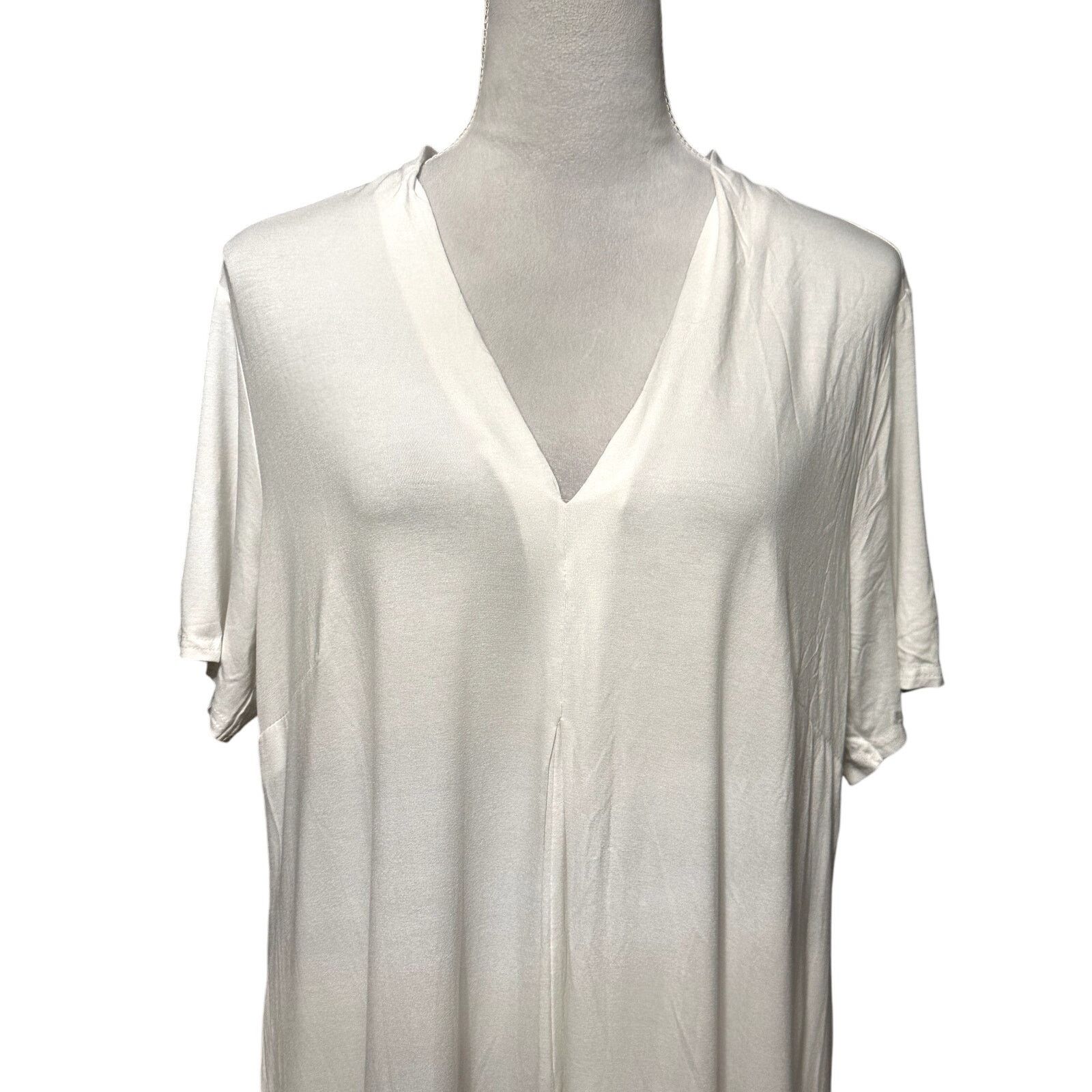 Avenue Avenue Short Sleeve Blouse Hi Low Split Back White 16 NWT Size XXL / US 16-18 / IT 52-54 - 3 Thumbnail