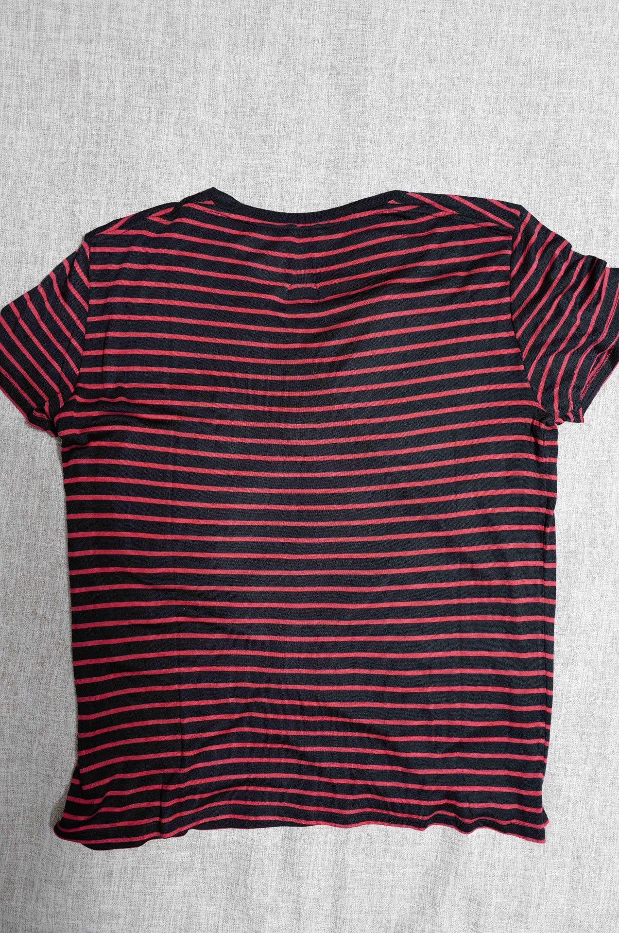 Saint Laurent Paris SLP 15AW Black Red Striped Silk Pocket Tee L Size US L / EU 52-54 / 3 - 2 Thumbnail