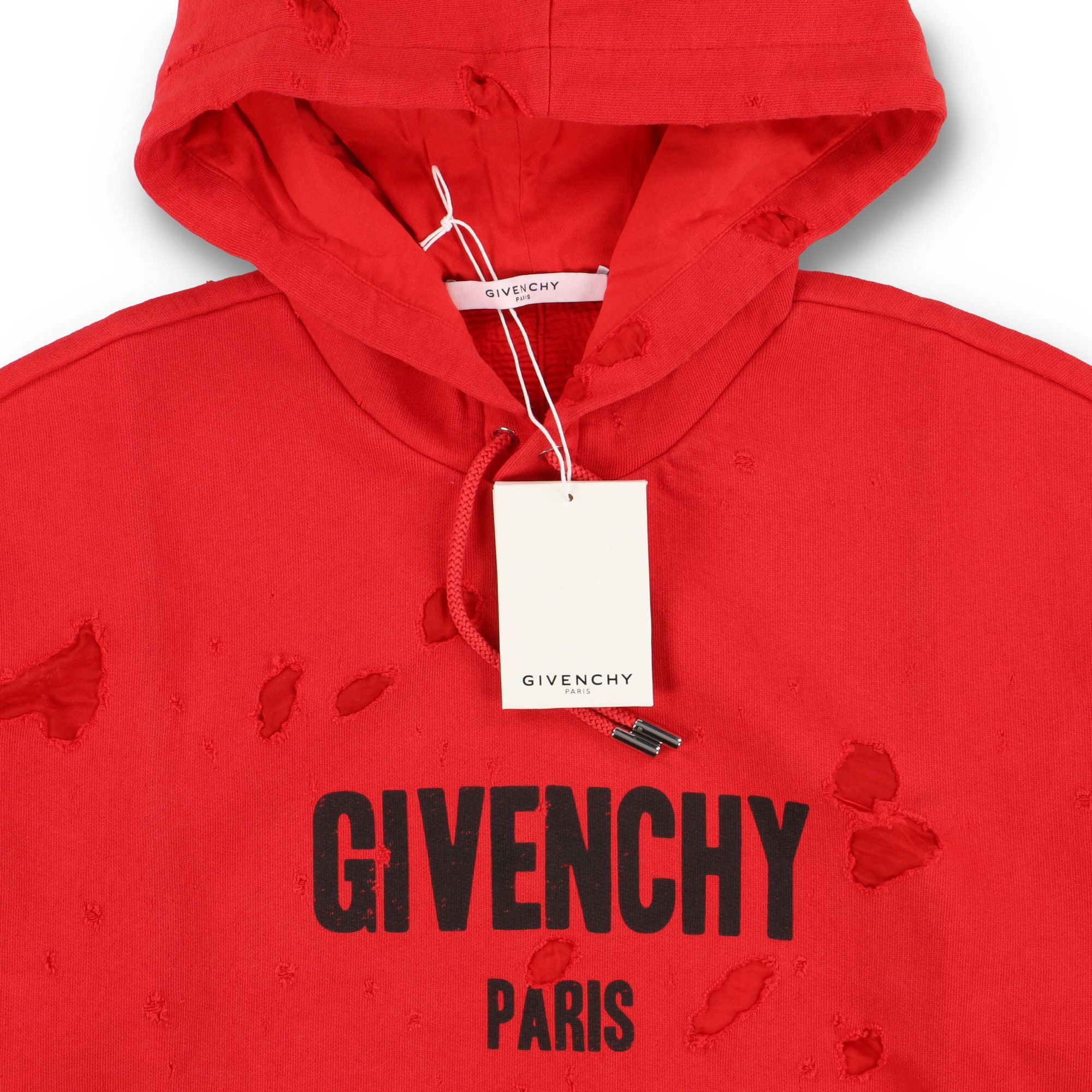 Givenchy Red Destroyed Logo Oversized Hoodie Size S / US 4 / IT 40 - 6 Thumbnail