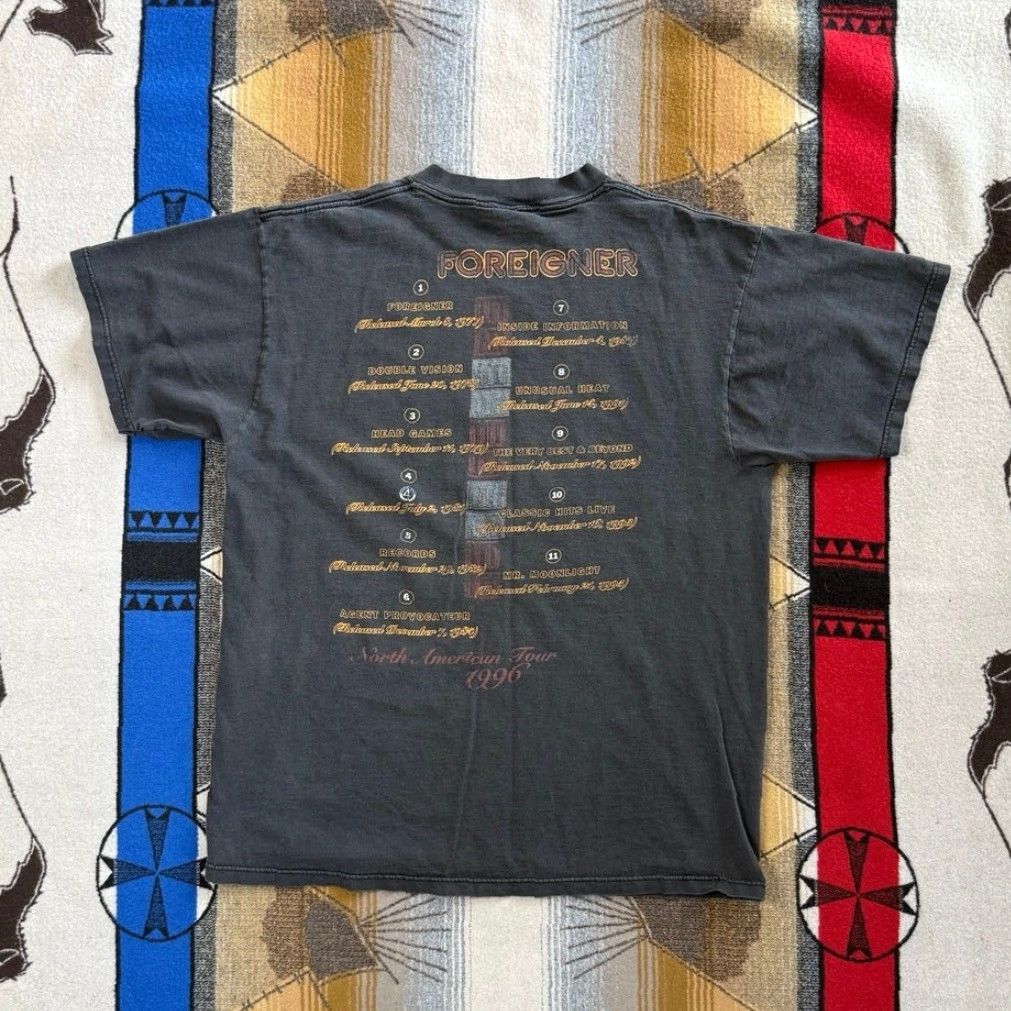 Doublet VINTAGE Foreigner 90s Rock Band Concert Tour T-Shirt XL Mens Short Sleeve Black Double Sided Fade Size US XL / EU 56 / 4 - 2 Thumbnail