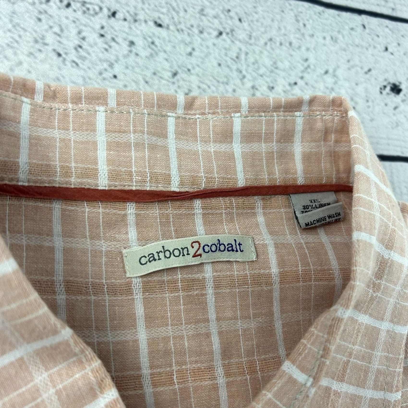 Carbon2Cobalt VINTAGE Carbon 2 Cobalt Shirt Plaid Button-Up Long Sleeve Mens 2XL Orange Linen Blend Size US XXL / EU 58 / 5 - 2 Thumbnail