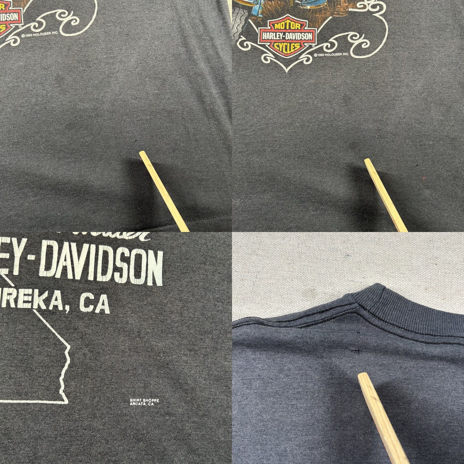 Harley Davidson VINTAGE Harley-Davidson Shirt Mens 2XL Graphic Print 90s Motorcycle Black Crew Neck Short Sleeve T-Shirt Holiday Eureka CA Mens Size US XXL / EU 58 / 5 - 8 Thumbnail