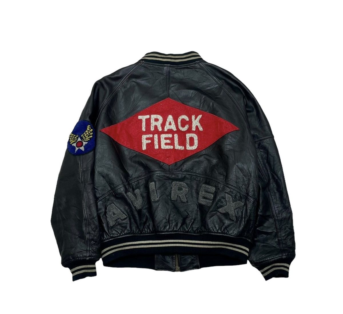 Avirex 🔥Vtg Avirex America Varsity USA Track Field Leather Jacket Size US L / EU 52-54 / 3 - 1 Thumbnail
