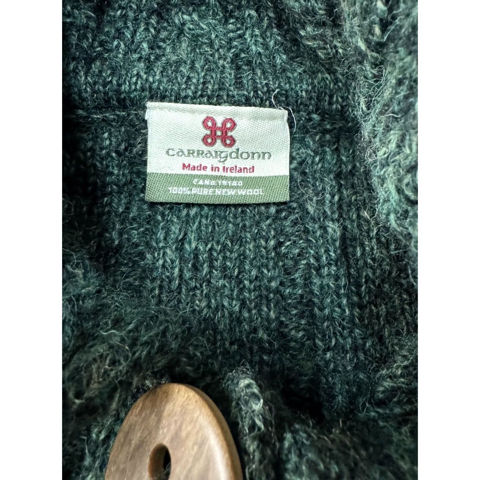Vintage Carraig Donn Sweater Womens Medium Green Aran Cable Knit Ireland Wool Size M / US 6-8 / IT 42-44 - 3 Thumbnail