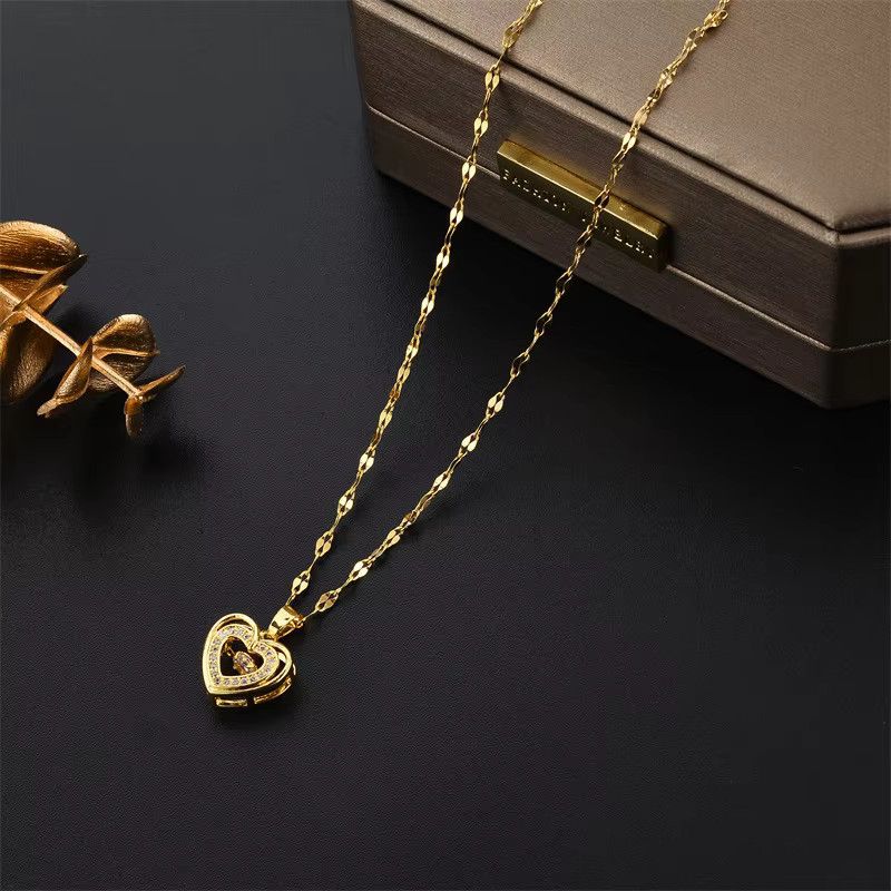 Jewelry Cute Heart Crystal Pendant Necklace Size ONE SIZE - 3 Thumbnail