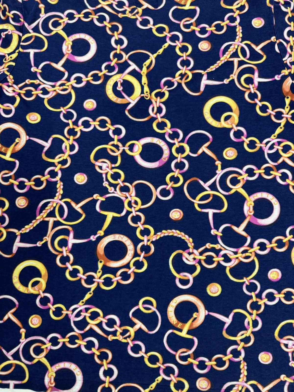 Celine Celine T-shirt with a gold and pink chain and horsebit print Size M / US 6-8 / IT 42-44 - 5 Thumbnail