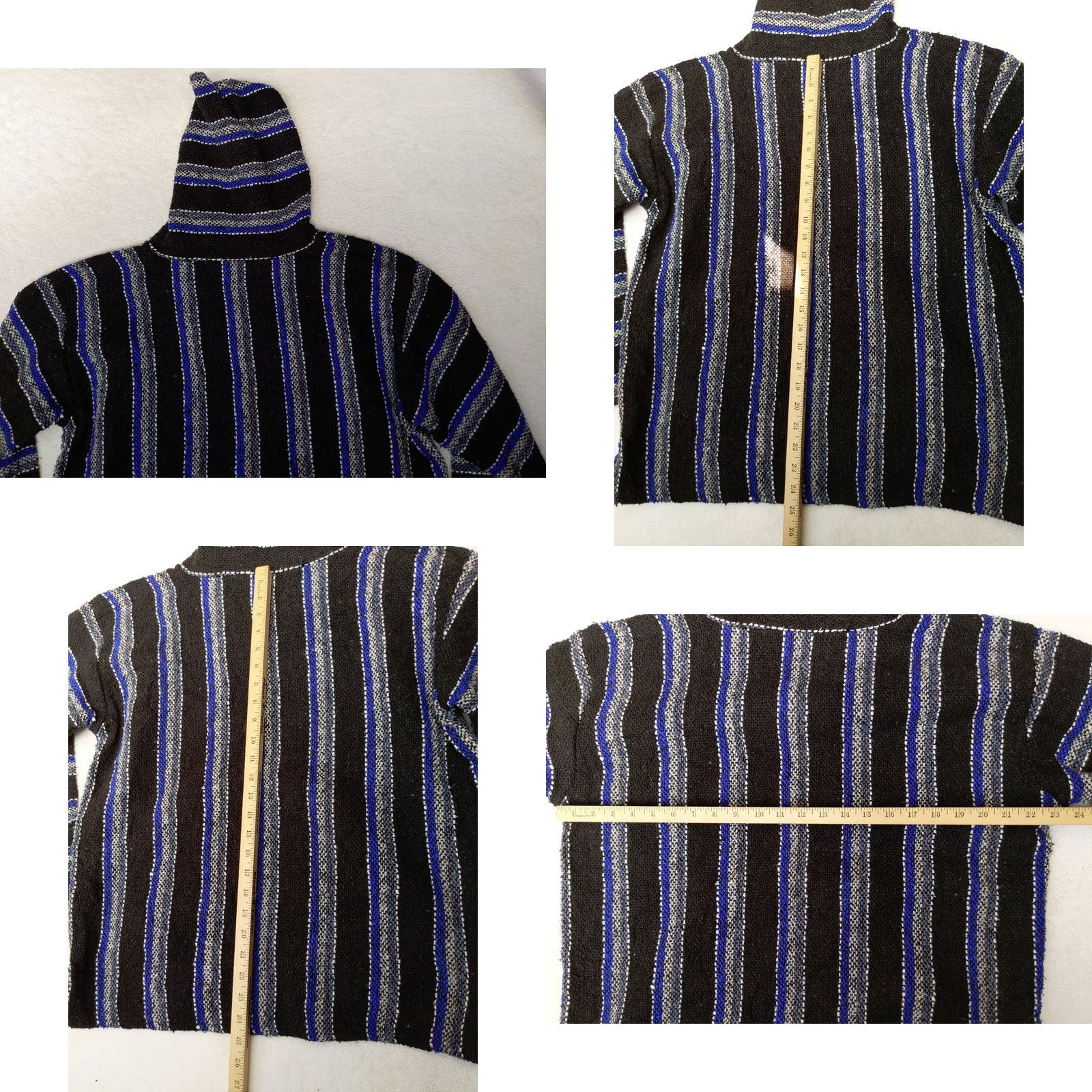 KangaROOS Franks Hoodie Mens L Blue Black White Stripe Drug Rug Baja Pullover Kangaroo Size US L / EU 52-54 / 3 - 8 Thumbnail