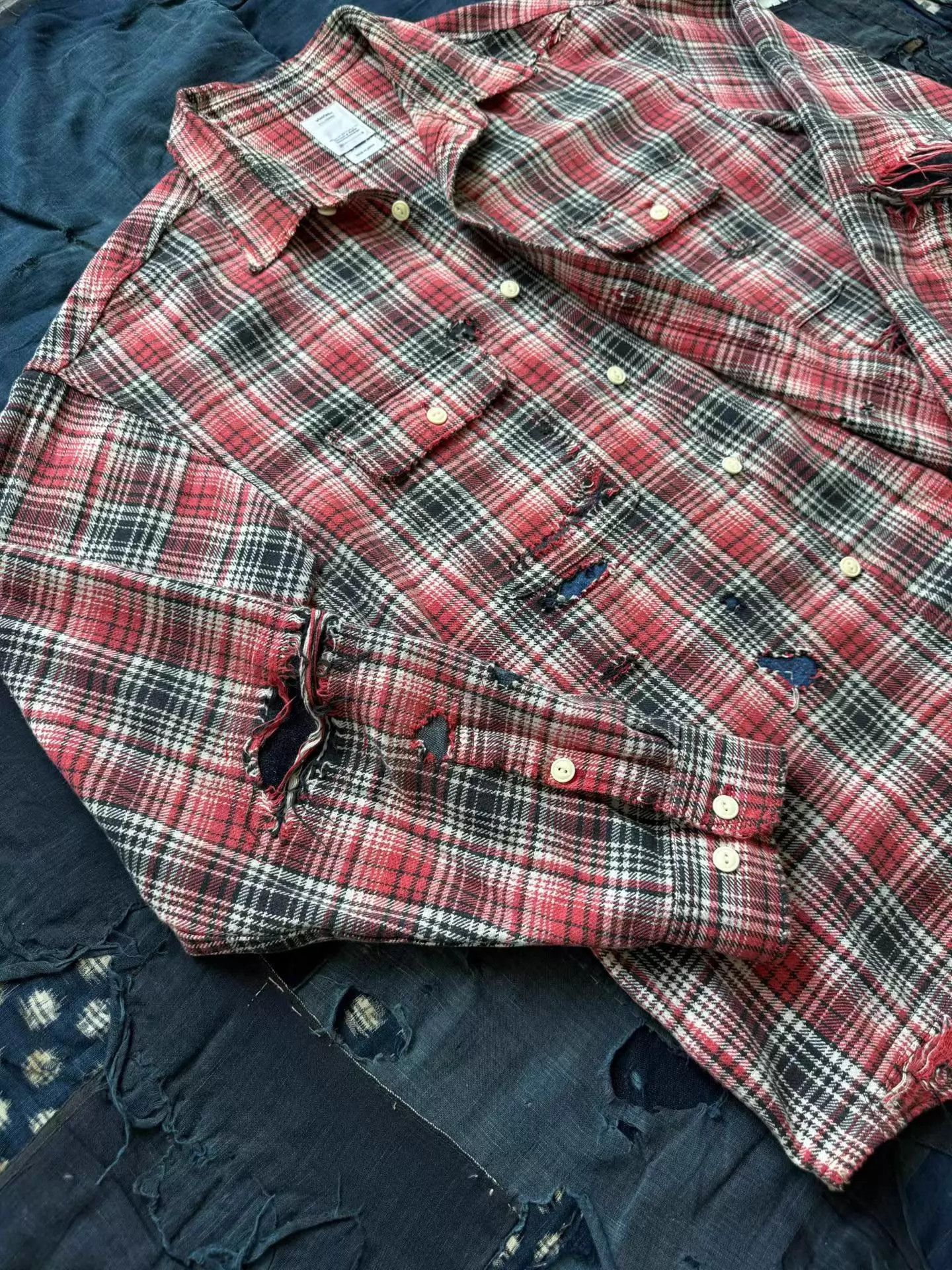 Visvim VISVIM 20SS Lumber LS CRASH 1st Ed Distressed Check Red 4 Size US XL / EU 56 / 4 - 8 Thumbnail