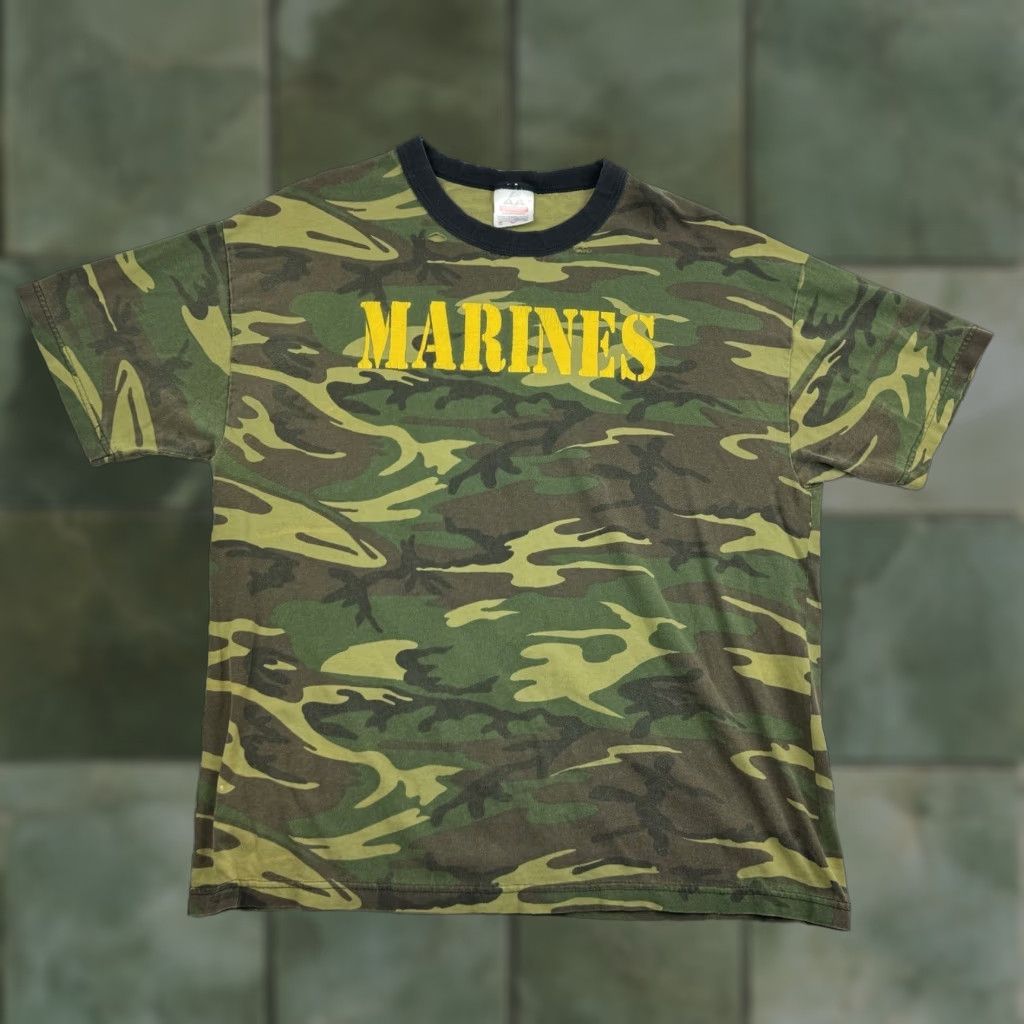 Vintage VINTAGE Marines Shirt Adult XL Green Camo Grunge Y2K Military Ringer 90s America Size US XL / EU 56 / 4 - 1 Thumbnail