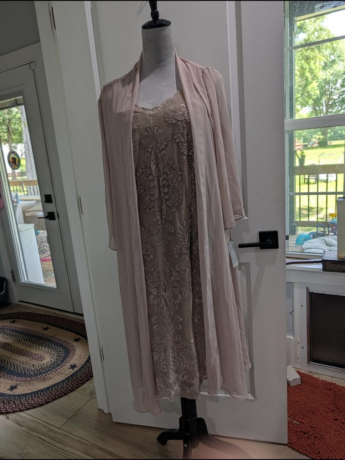 Other Alex Evenings Blush Taupe Beaded Lace Sheath Size ONE SIZE - 7 Thumbnail