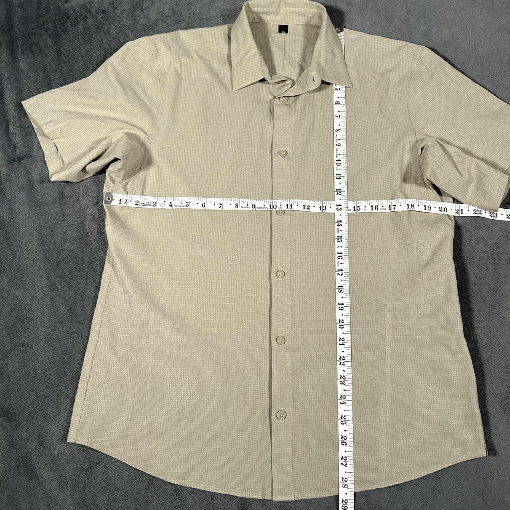 Lululemon Lululemon Shirt Mens Large Beige Check Short Sleeve Button Up Tech Performance Size US L / EU 52-54 / 3 - 6 Thumbnail