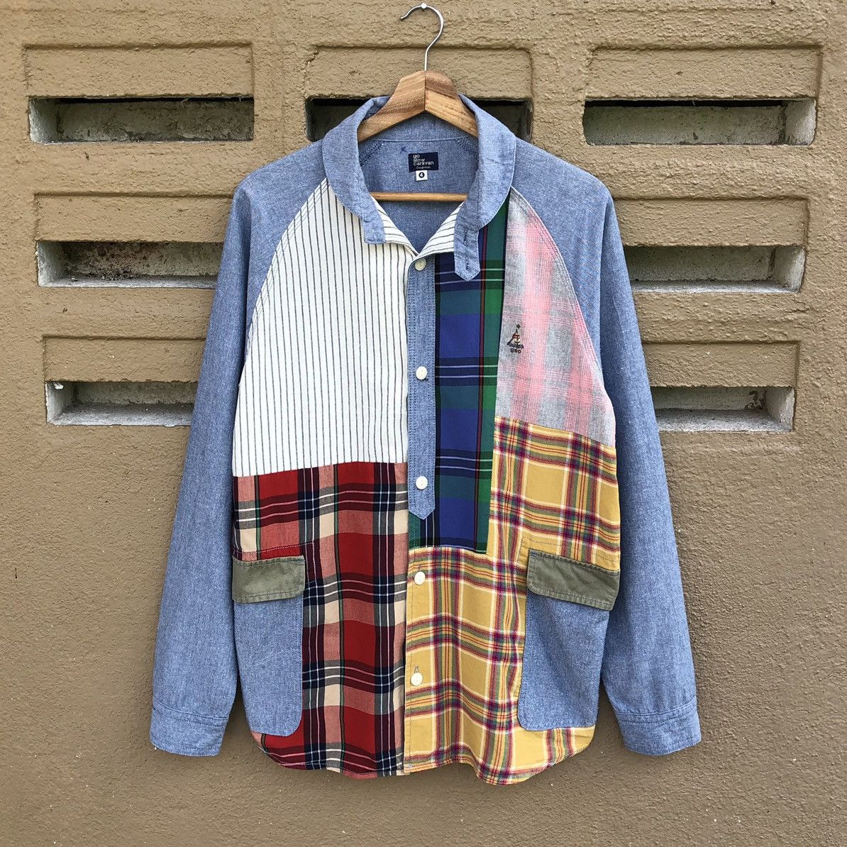 go slow caravan Go Slow Caravan PatchWork Flannel x chambray Shawl Shirt Size US L / EU 52-54 / 3 - 3 Thumbnail