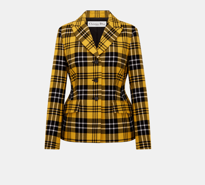 image of Dior O1W1Db10224 Fitted Jacket In Yellow & Black in Yellow/Black, Women's (Size Small)