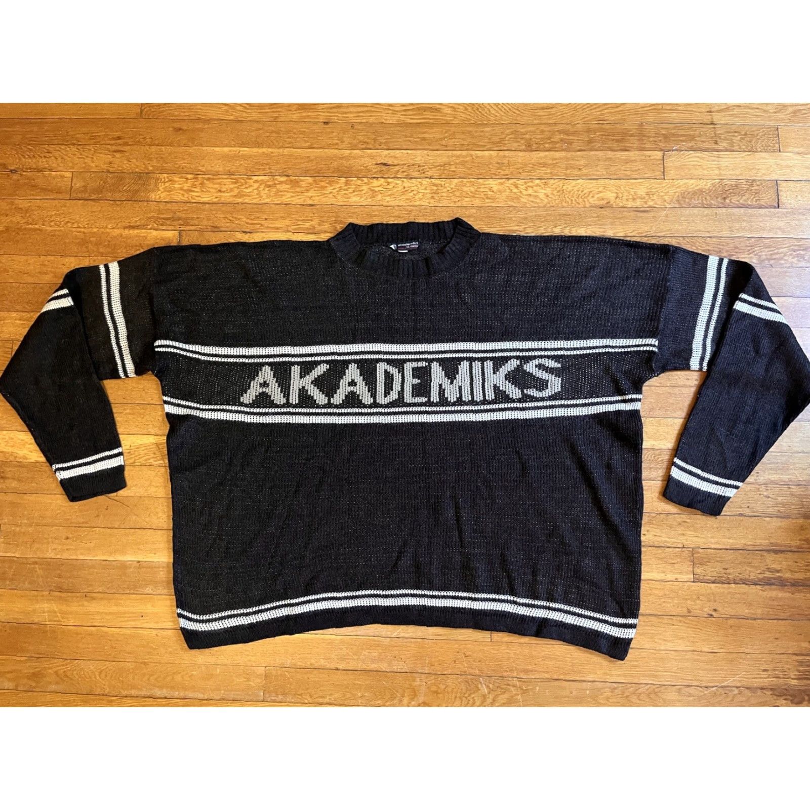 Akademiks VINTAGE Akademiks Sweater Mens 3XL Brown Striped Pullover Crew Neck Oversized 90s Hip Hop Retro Knit Size US XXL / EU 58 / 5 - 2 Thumbnail
