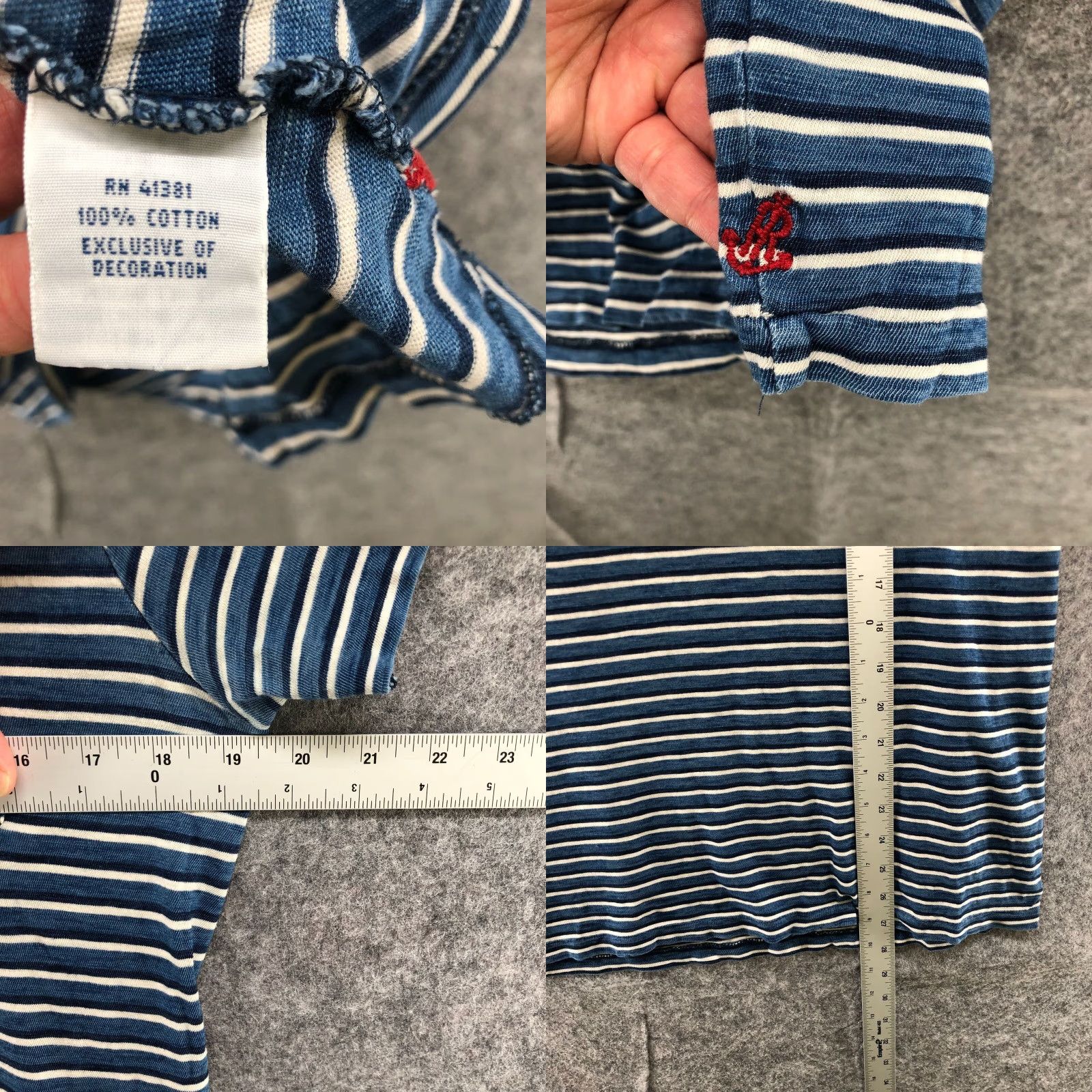 Polo Ralph Lauren VINTAGE Polo Ralph Lauren Striped Pocket T-Shirt Womens Medium M Blue Crew Neck Short Sleeve Classic Preppy Size M / US 6-8 / IT 42-44 - 8 Thumbnail