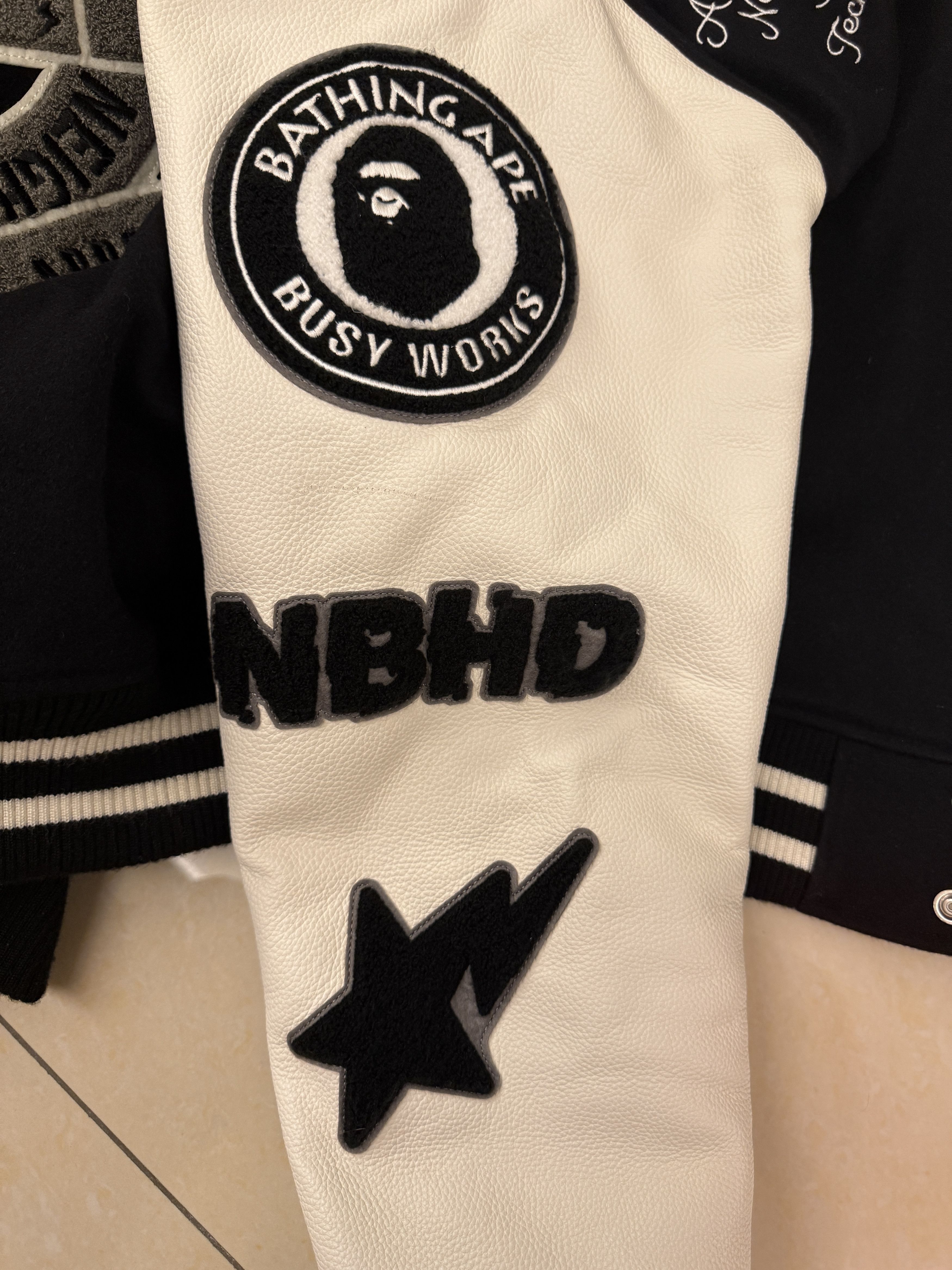 Bape × Neighborhood BAPE x NEIGHBORHOOD VARSITY JACKET Size US XXL / EU 58 / 5 - 7 Thumbnail