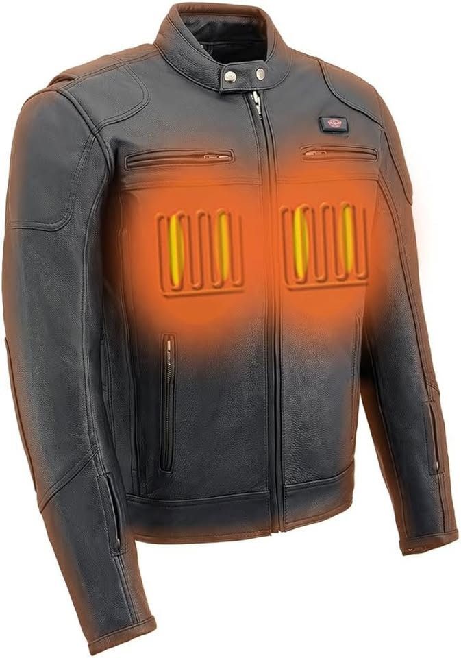 Other Milwaukee Leather Heated Jacket 4 Men Black Cowhide Leather Size US XL / EU 56 / 4 - 1 Thumbnail
