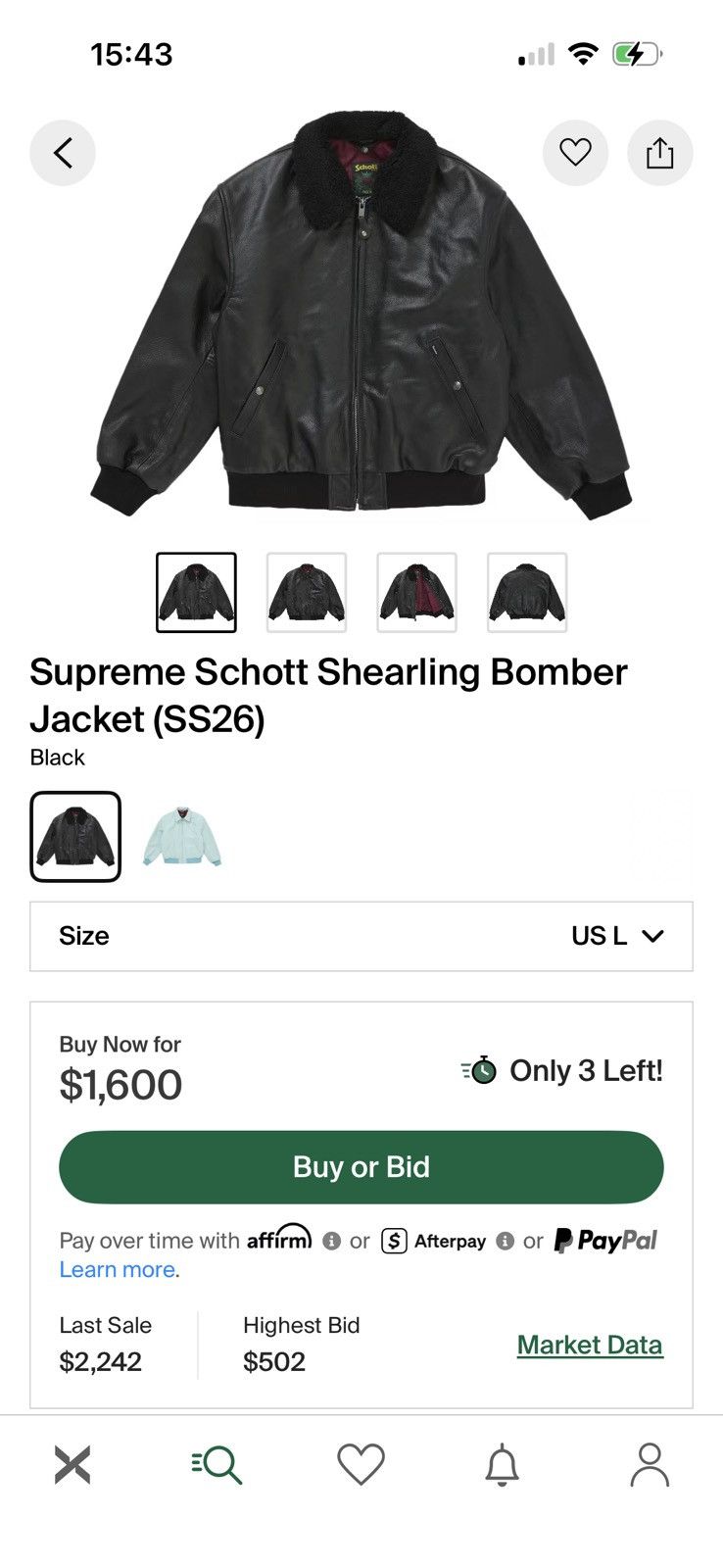 Supreme Supreme Schott Shearling Bomber Jacket (SS26) Black Size US L / EU 52-54 / 3 - 11 Thumbnail
