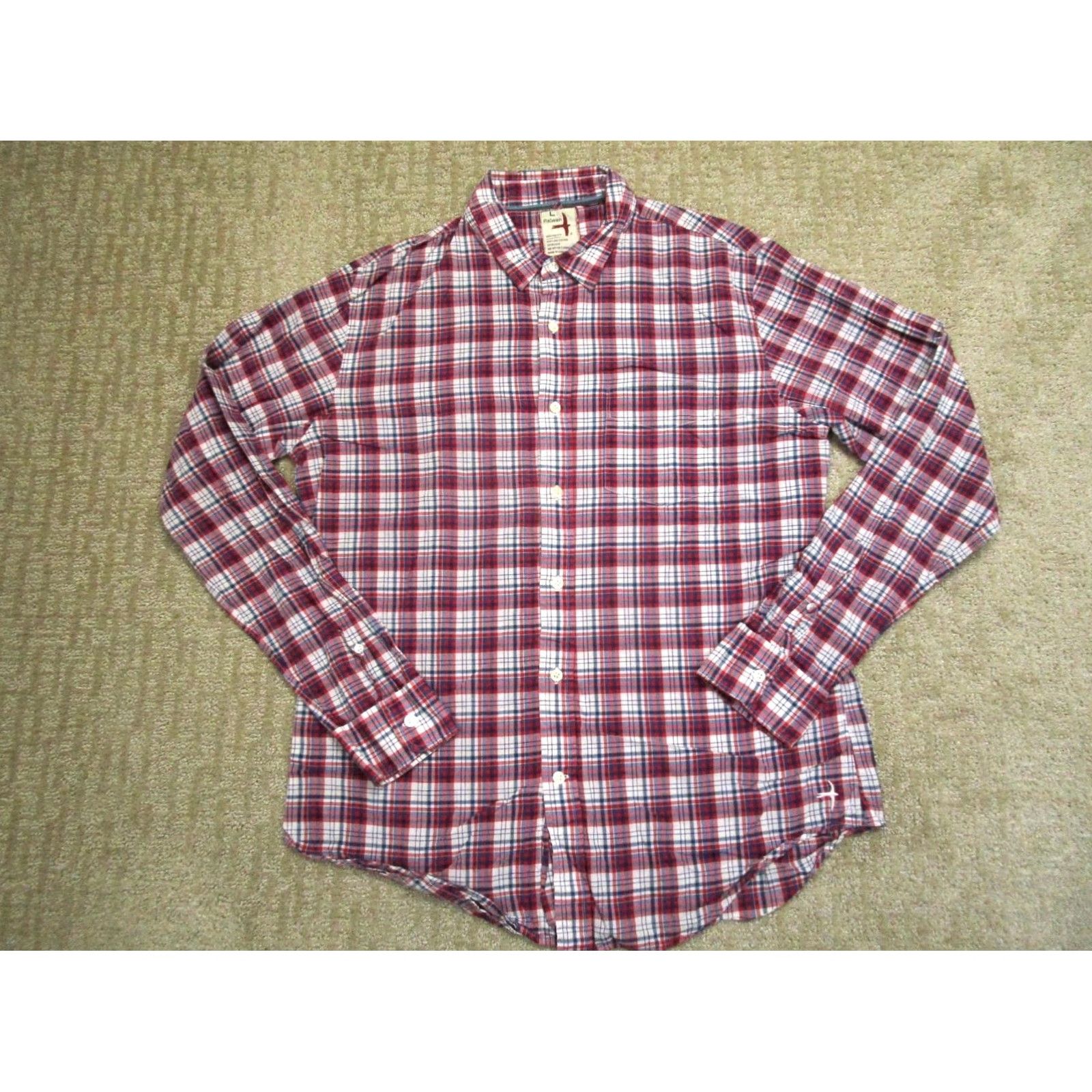 Relwen Relwen Shirt Men L Red Plaid Long Sleeve Button Down Cotton Outdoor Size US L / EU 52-54 / 3 - 2 Thumbnail