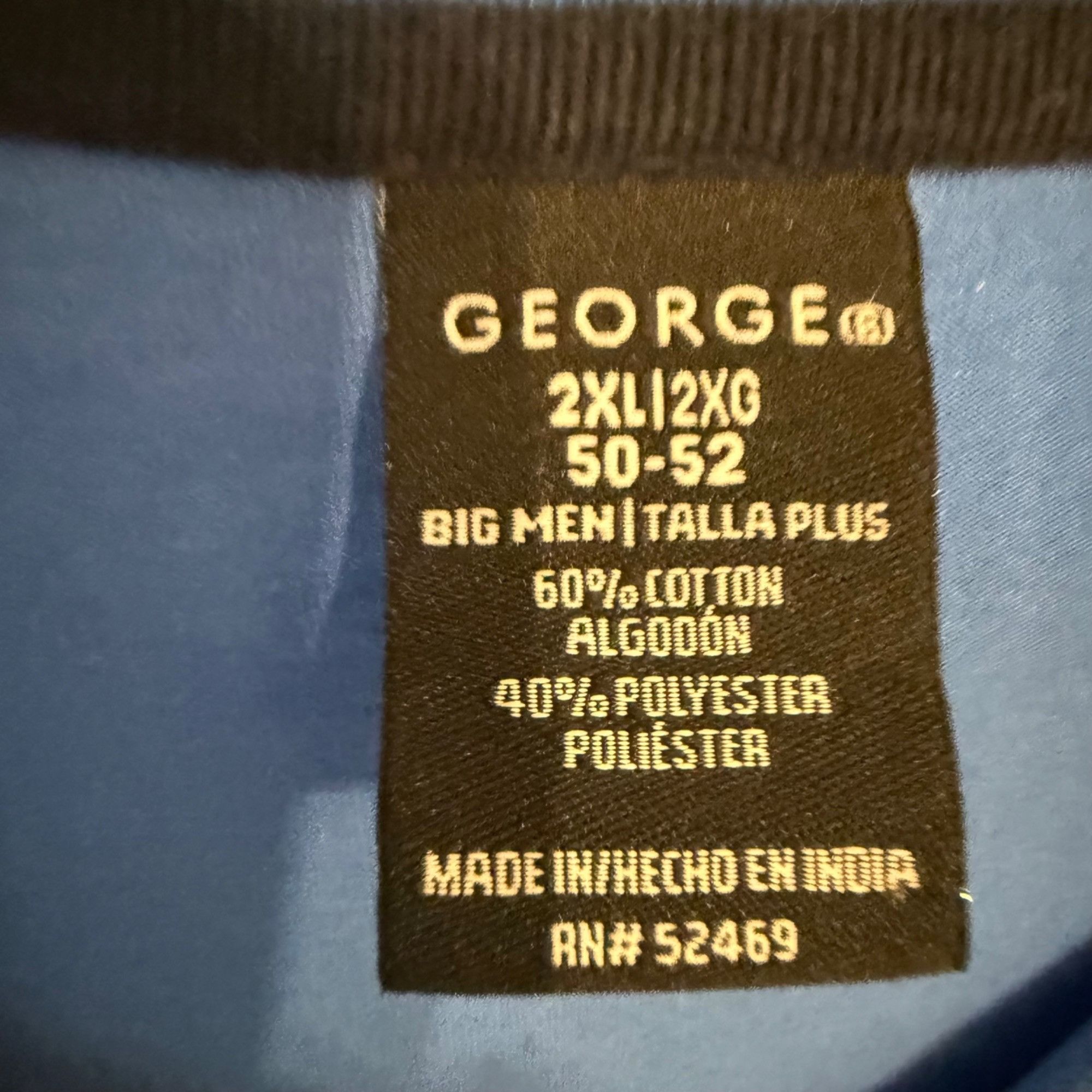 George George Mens Big & Tall Blue Polo Shirt 2XL 50-52 Short Sleev Size US XXL / EU 58 / 5 - 4 Thumbnail