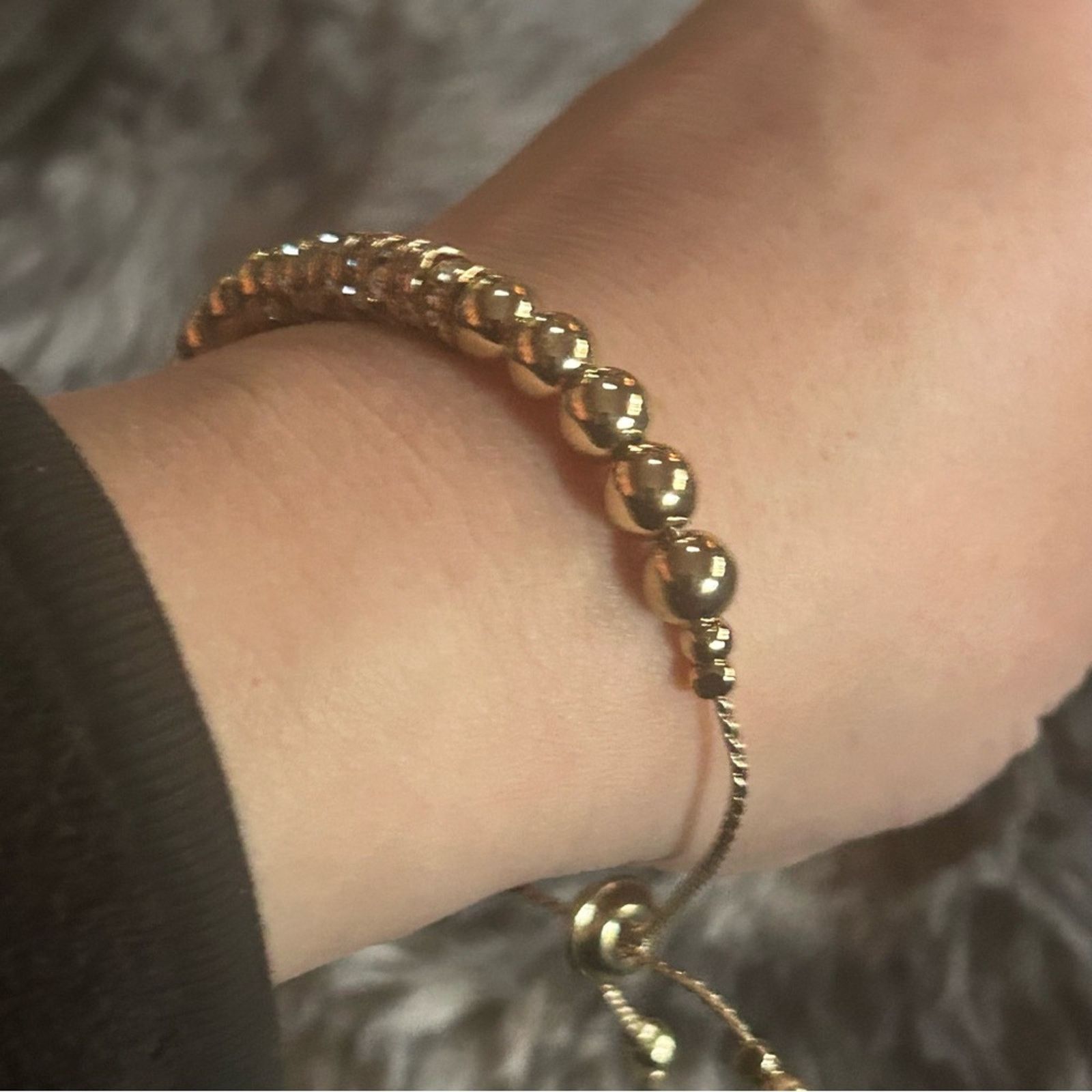 Jewelry Swarovski crystal rondelle gold ball slider bracelet Size ONE SIZE - 2 Thumbnail