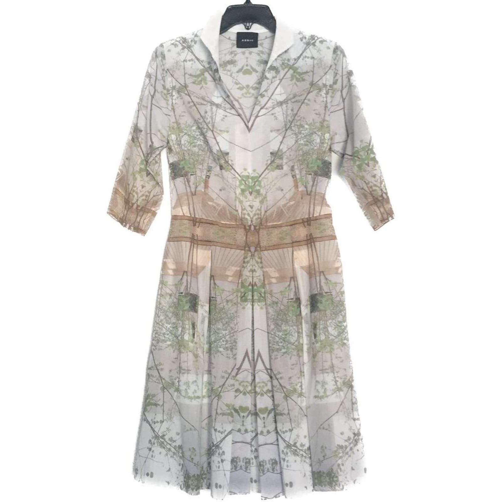 image of Akris A-Line Shift Dress House-N-Tree Photo Print Us 6 Green, Women's (Size Medium)