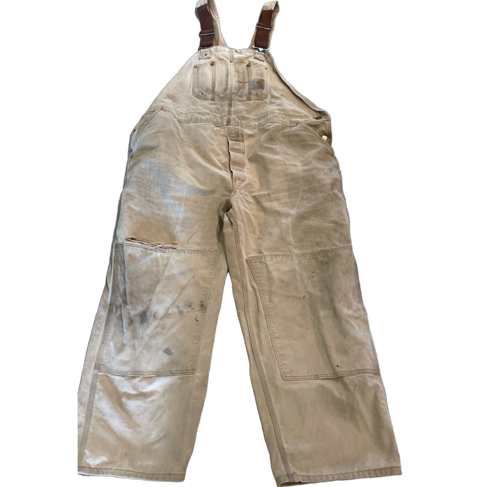Carhartt VTG Carhartt Overalls Duck Work Unlined Distressed 48x27.5 Tan Men Size 48 Double Knee Carpenter 10" Leg Mens Size US 32 / EU 48 - 1 Thumbnail