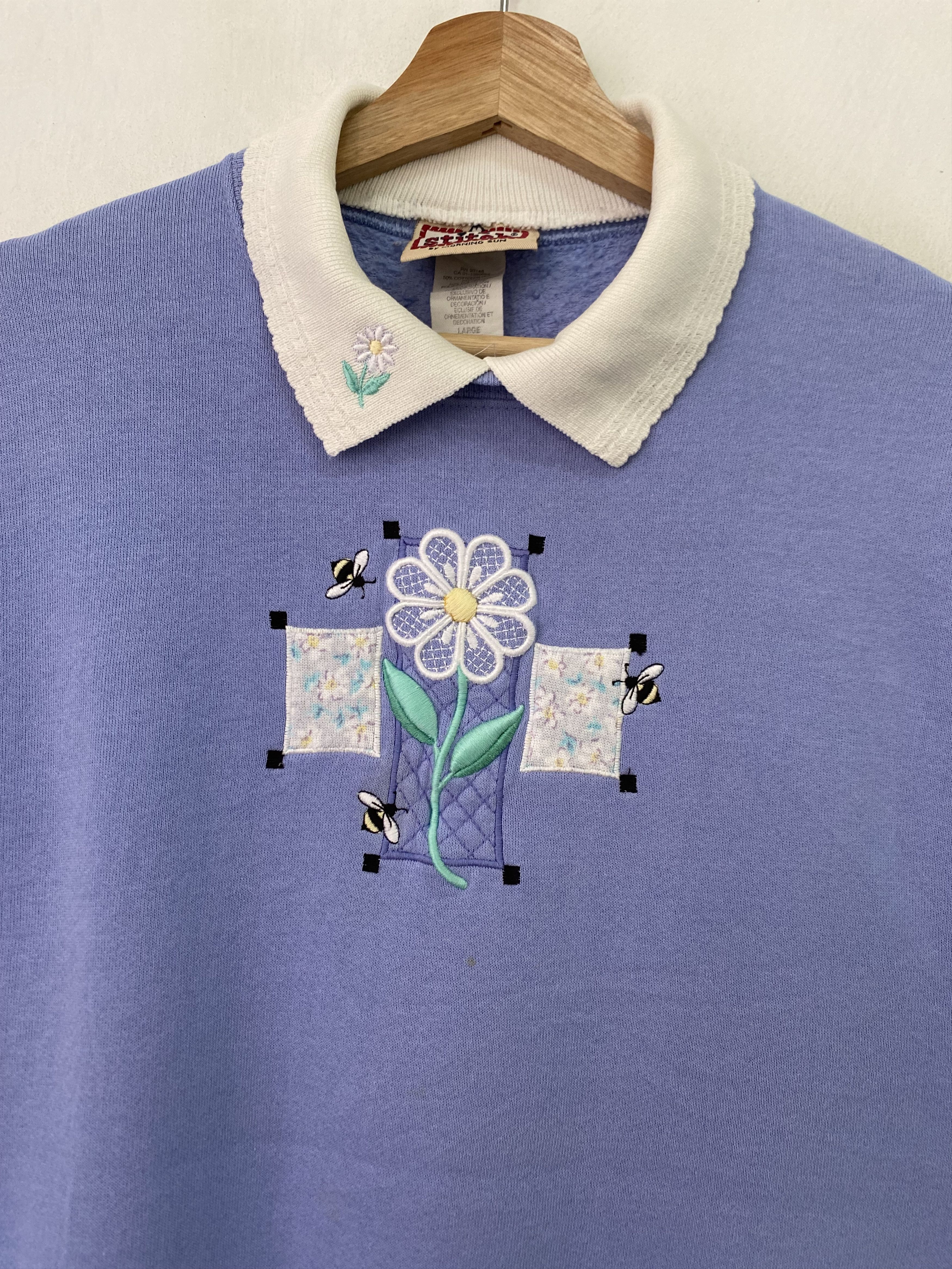 Vintage Vintage 90s Top Stich Sweatshirt Purple Collarneck L Size Size US L / EU 52-54 / 3 - 3 Thumbnail