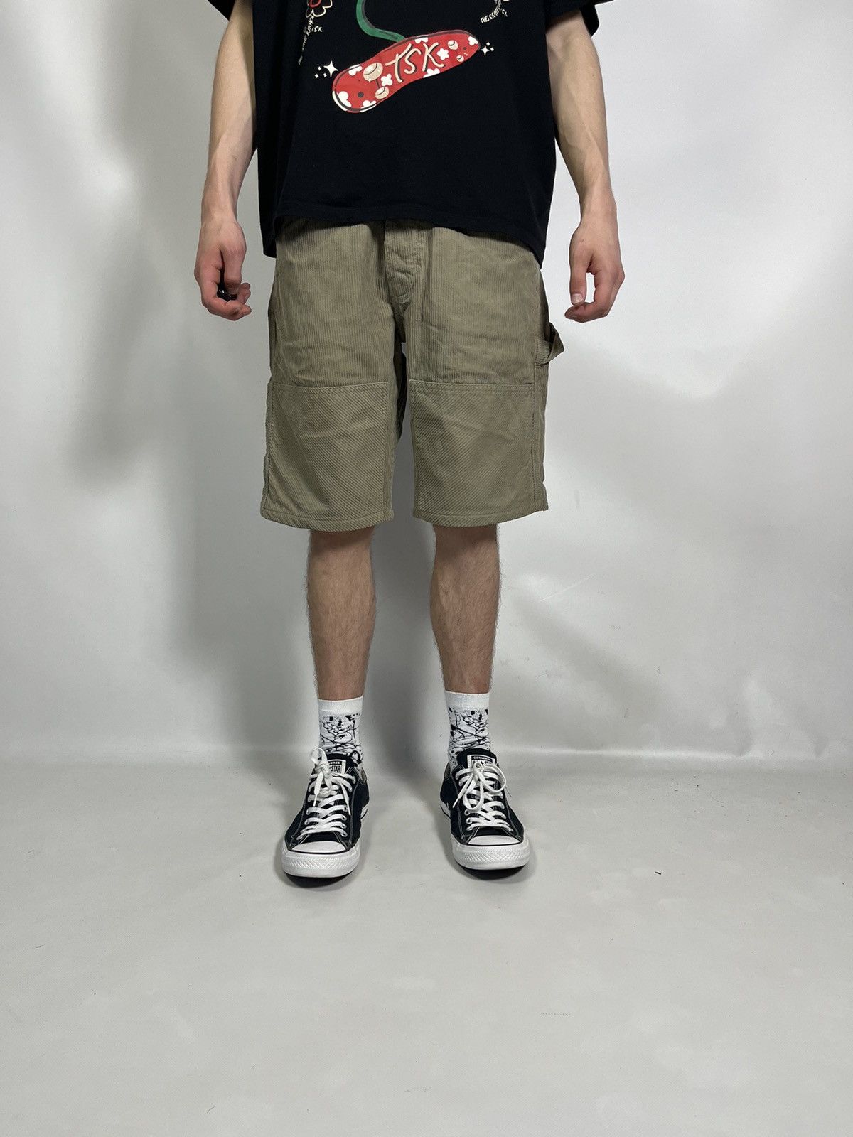 Diesel × Diesel Black Gold × Vintage VINTAGE 👁️ Diesel Velvet double knee carpenter Beige Shorts Size US 29 - 16 Thumbnail