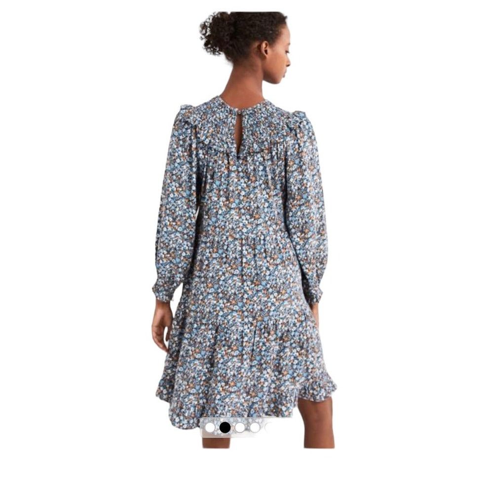 Boden Boden Ditsy Floral Smocked Yoke Blue Mini Dress size 4L Size S / US 4 / IT 40 - 5 Thumbnail