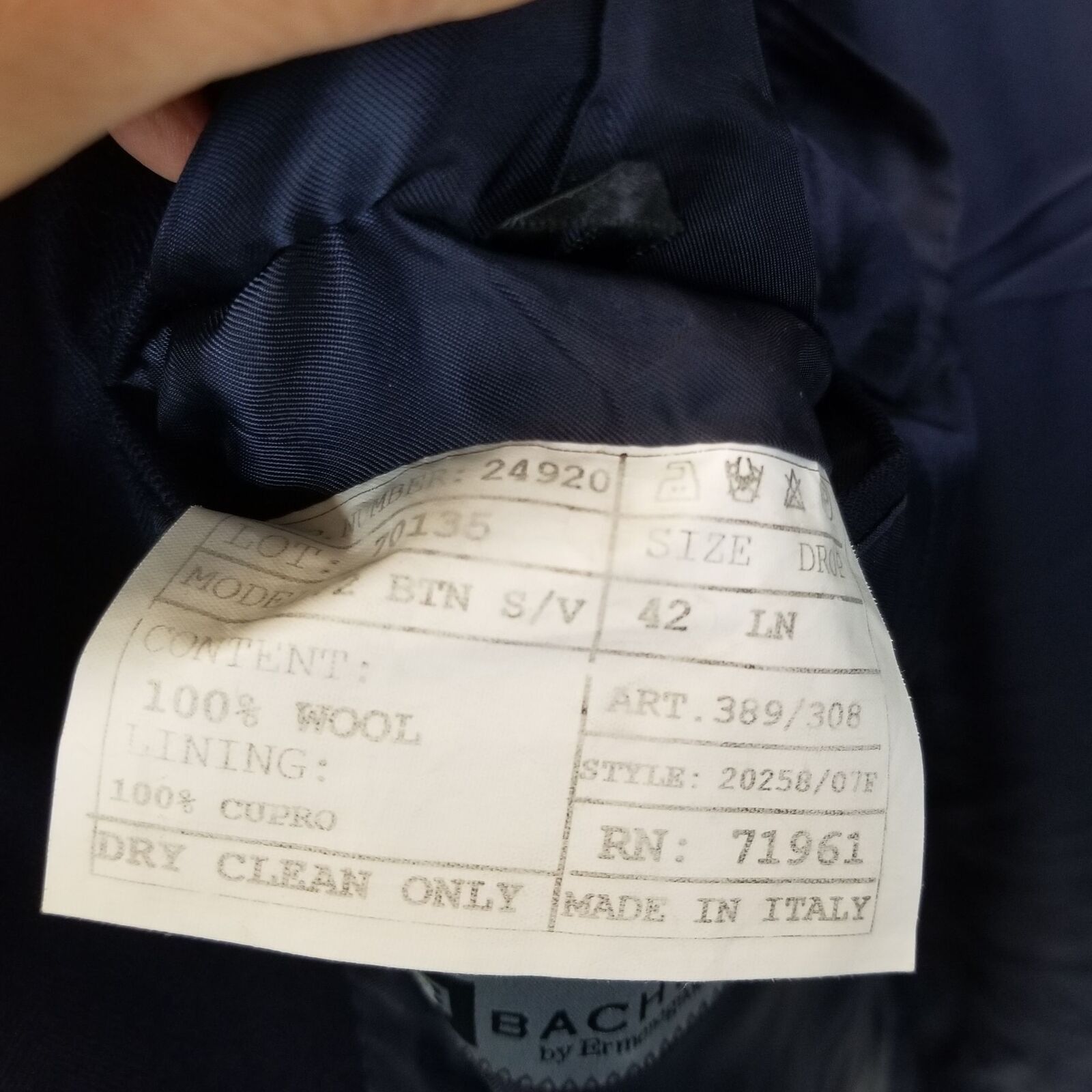 Ermenegildo Zegna Ermenegildo Zegna Trofeo Wool Suit Jacket Blazer Navy Luxury Size 42R - 9 Thumbnail