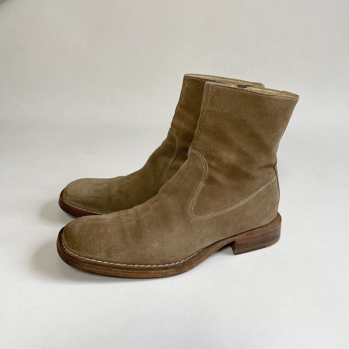 Ann Demeulemeester Tan Suede Square Toe Boots Size US 9 / IT 39 - 5 Thumbnail