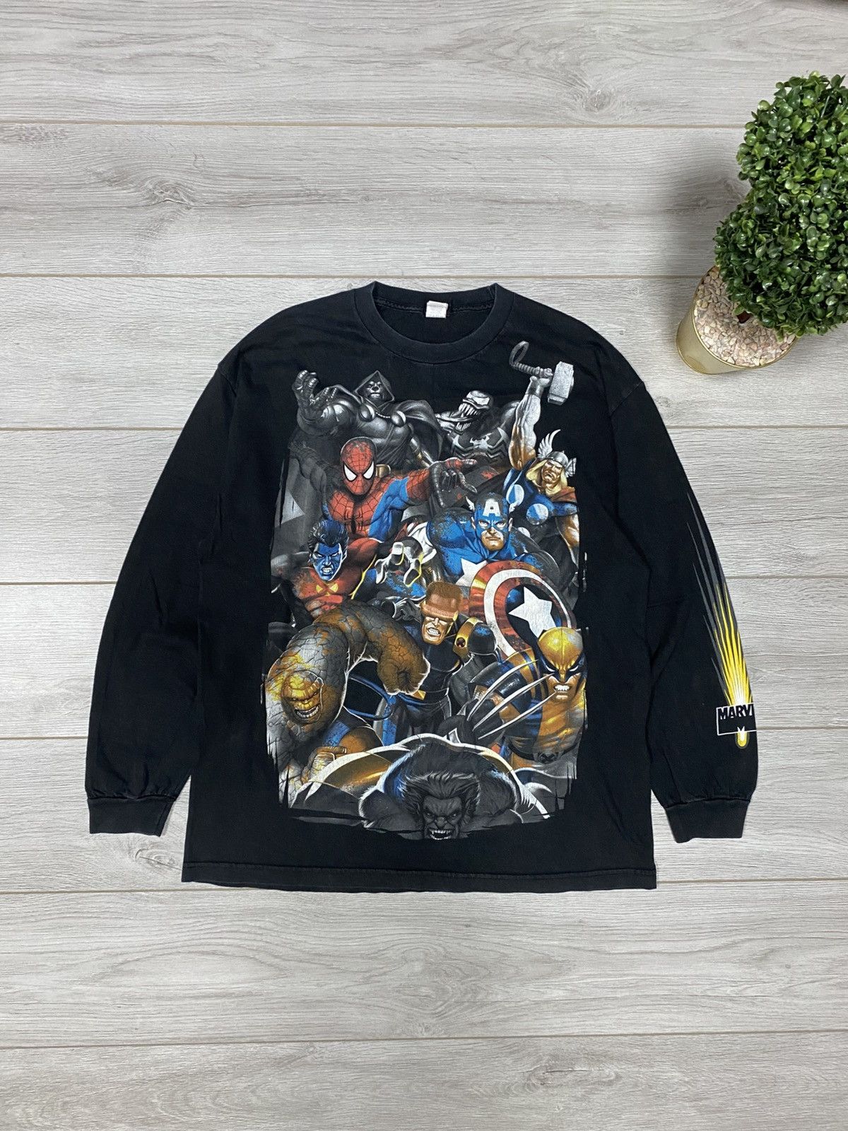 Marvel Comics Marvel vintage over print big logo long sleeve US Size US XL / EU 56 / 4 - 1 Thumbnail