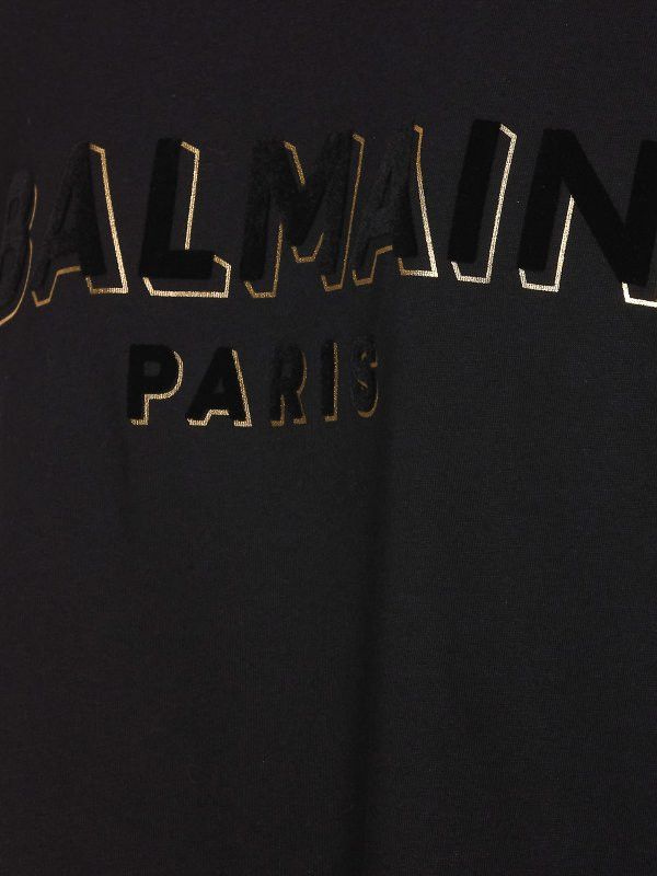 Balmain o1s1wg110925 Flocked T-Shirt in Black Size US L / EU 52-54 / 3 - 3 Thumbnail