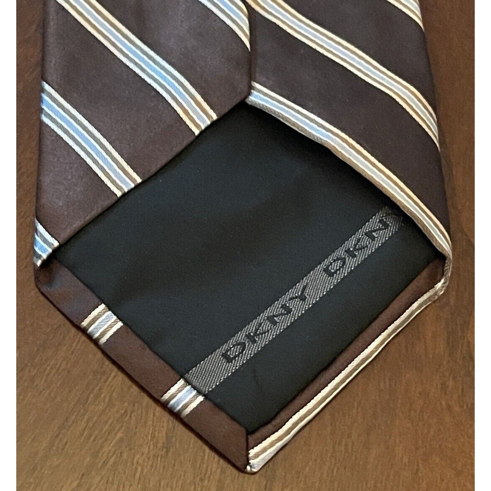 DKNY Dkny Brown Blue 100% Silk Men’s Neck Tie Made In USA Size ONE SIZE - 2 Thumbnail
