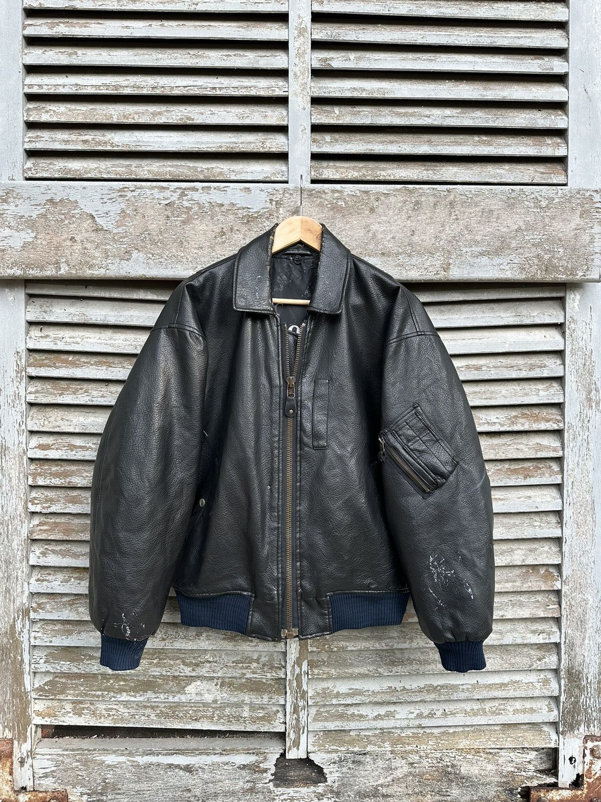Vintage 👹Vintage Airborne US Airforce Leather Bomber Jacket Size US M / EU 48-50 / 2 - 5 Thumbnail