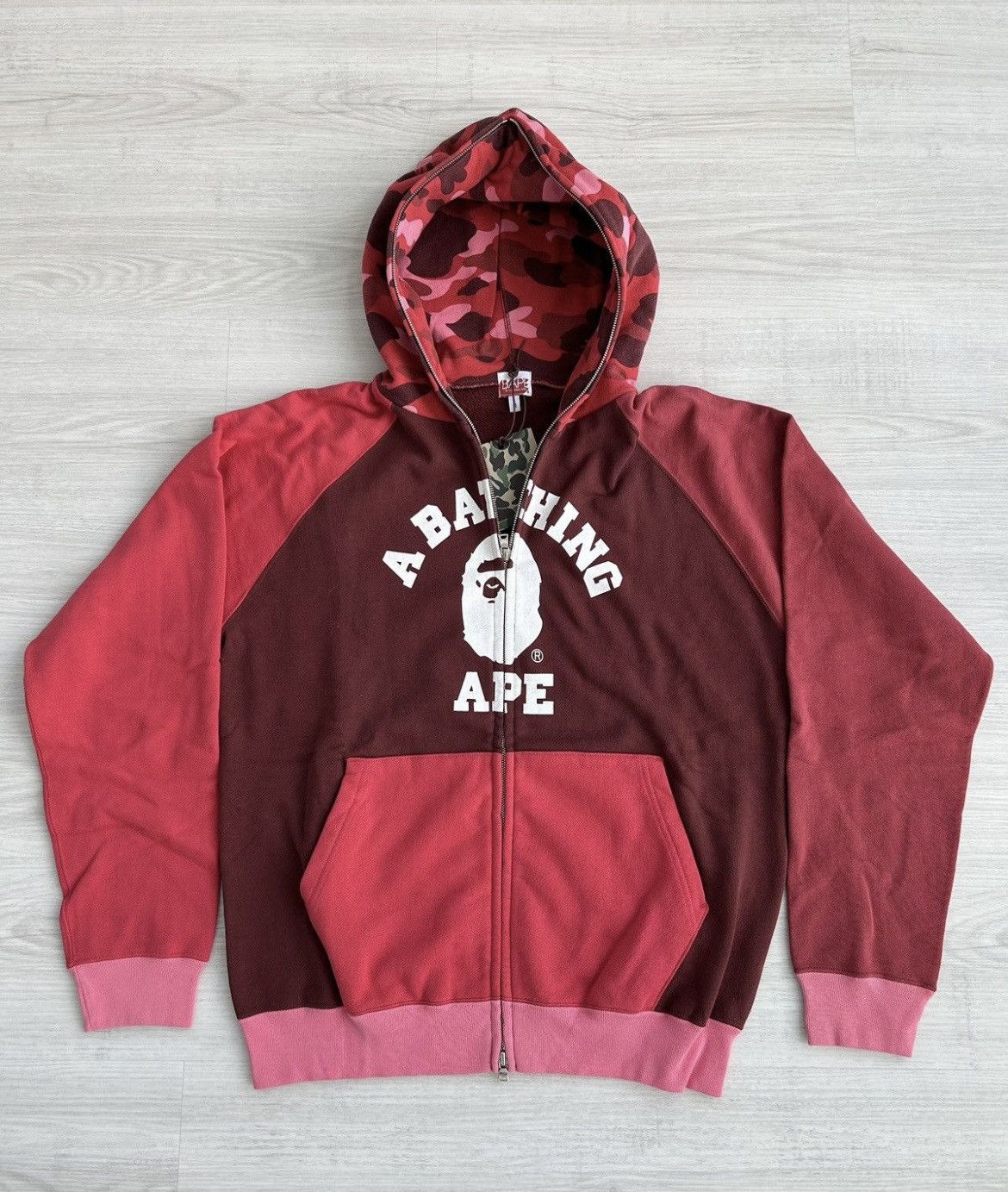 RARE OG 2006 A BATHING APE RED CAMO COLLEGE LOGO FULLZIP