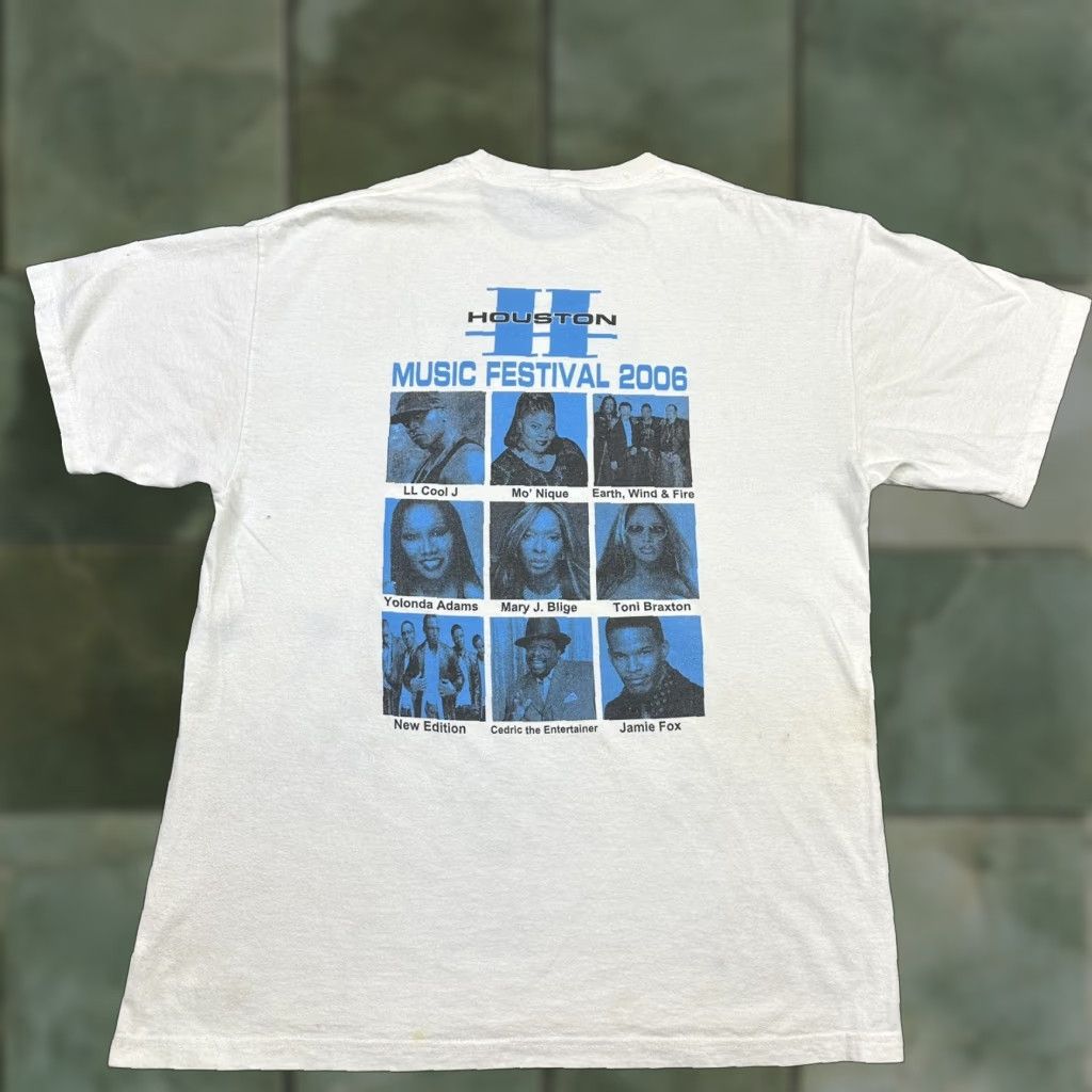Hanes VINTAGE Houston Music Festival 2006 Rap R&B Grunge Large T-Shirt Jamie Fox Hanes White Cotton Crew Neck Short Sleeve Unisex Adults L Size US L / EU 52-54 / 3 - 1 Thumbnail