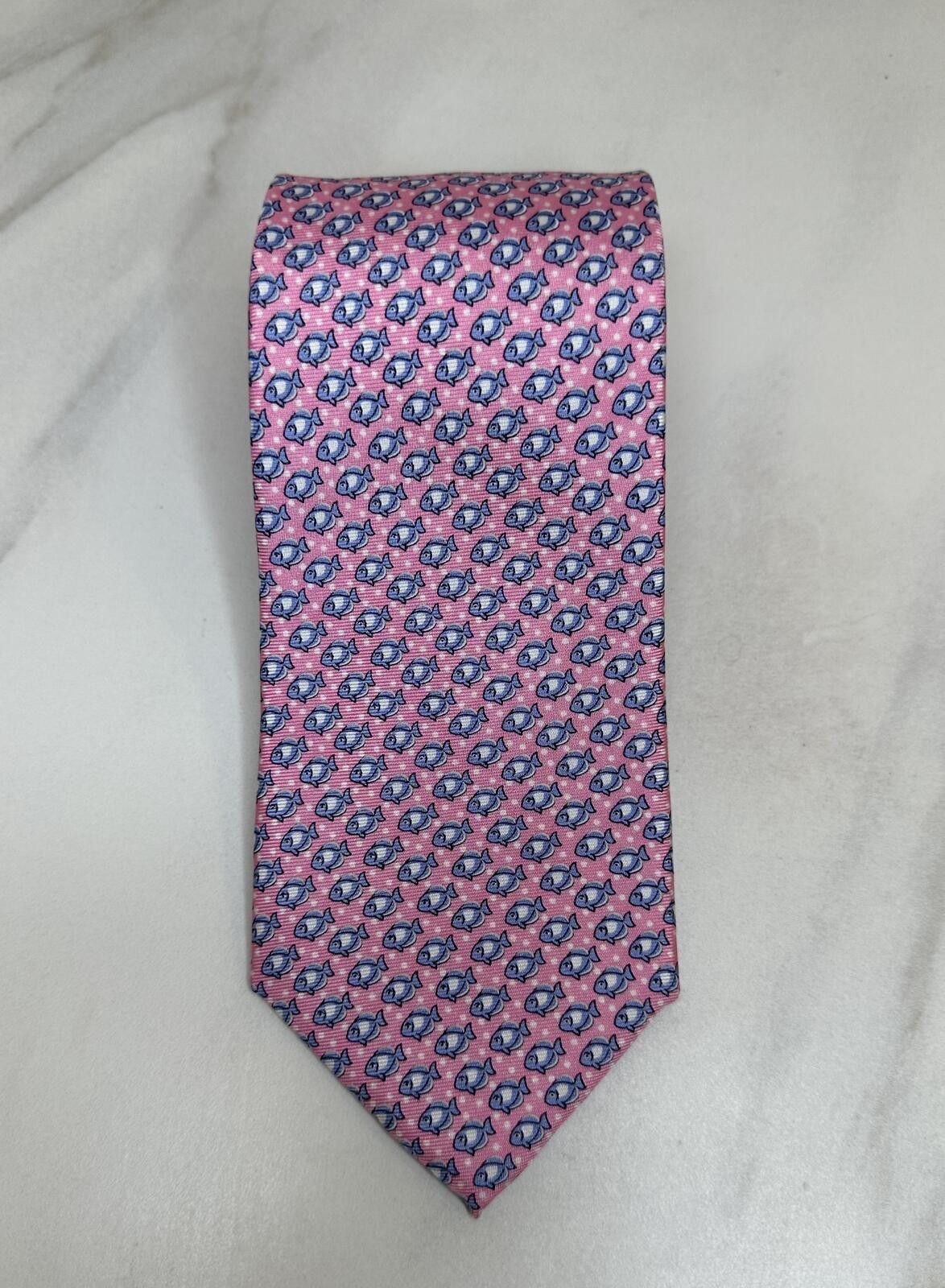 Tommy Hilfiger Tommy Hilfiger 100% silk tie pink/light blue/white geometric Size ONE SIZE - 1 Thumbnail
