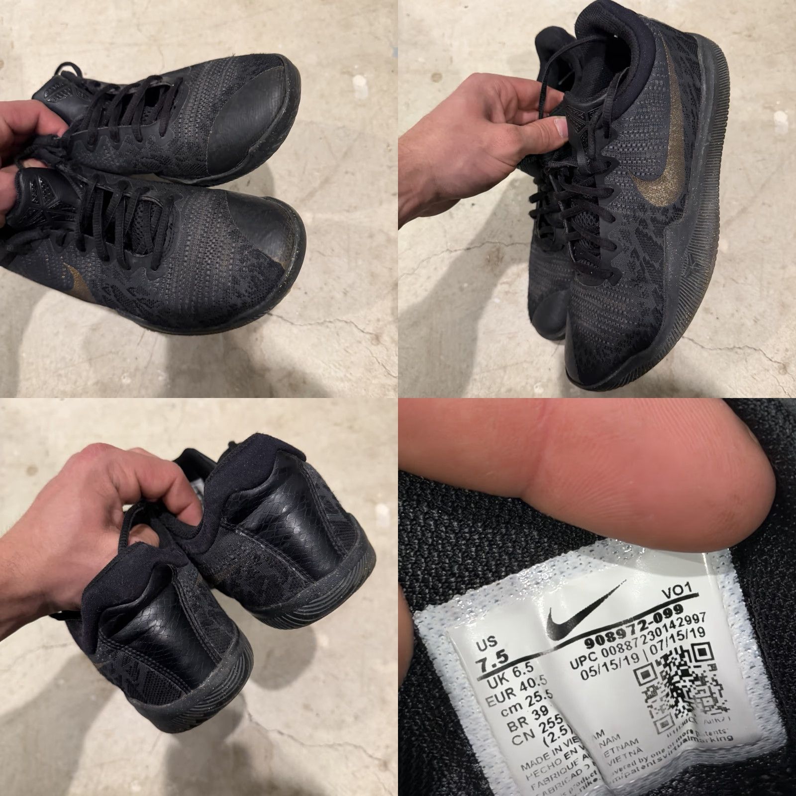 Nike VINTAGE Nike Kobe Mamba Rage Gold Stars 908972-099 Mens Size 7.5 Black Size US 8 / EU 41 - 8 Thumbnail